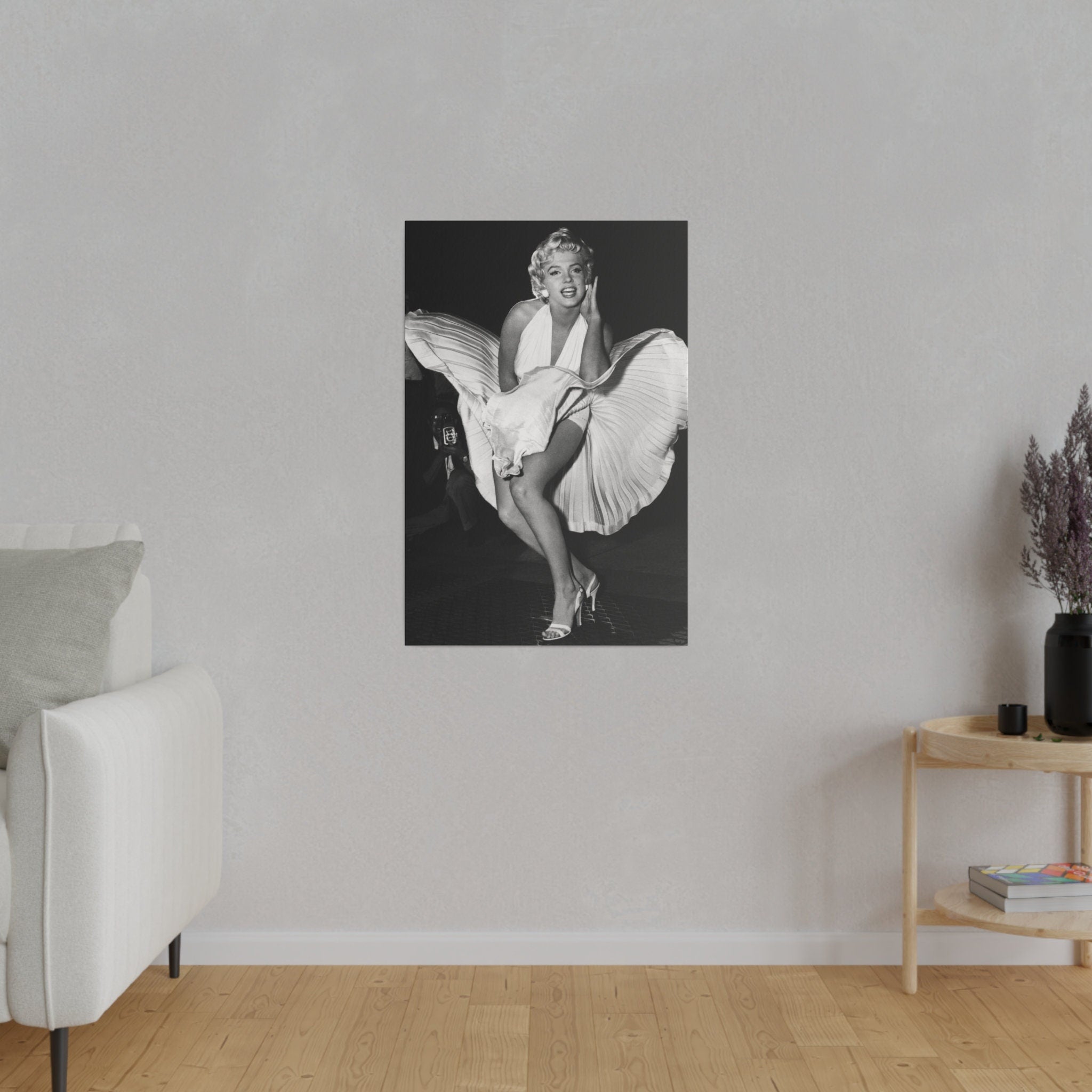 Marilyn Monroe The Dress B/W Custom Canvas Wall Print