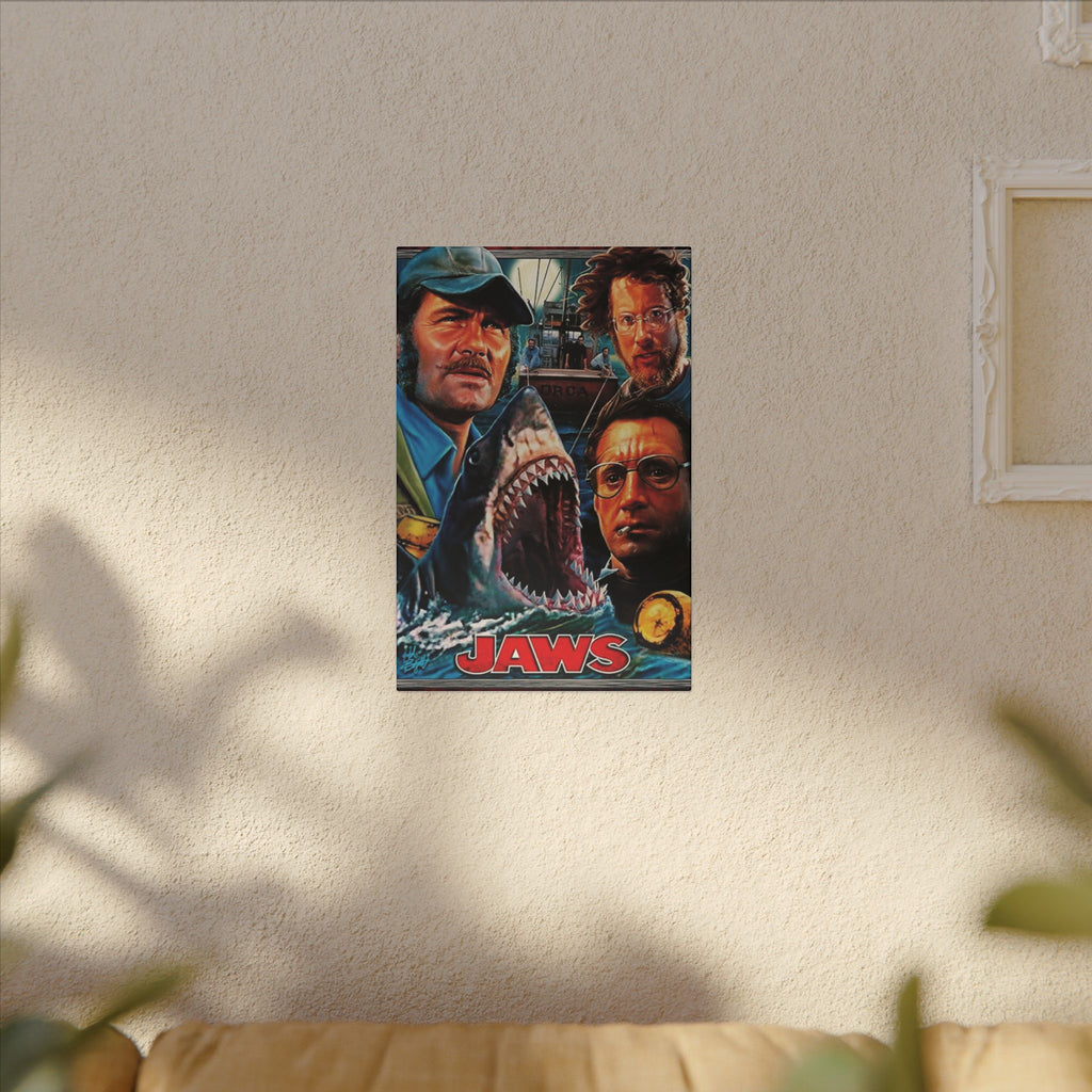 Jaws Illustrated Movie Poster Art Custom Canvas Wall Print