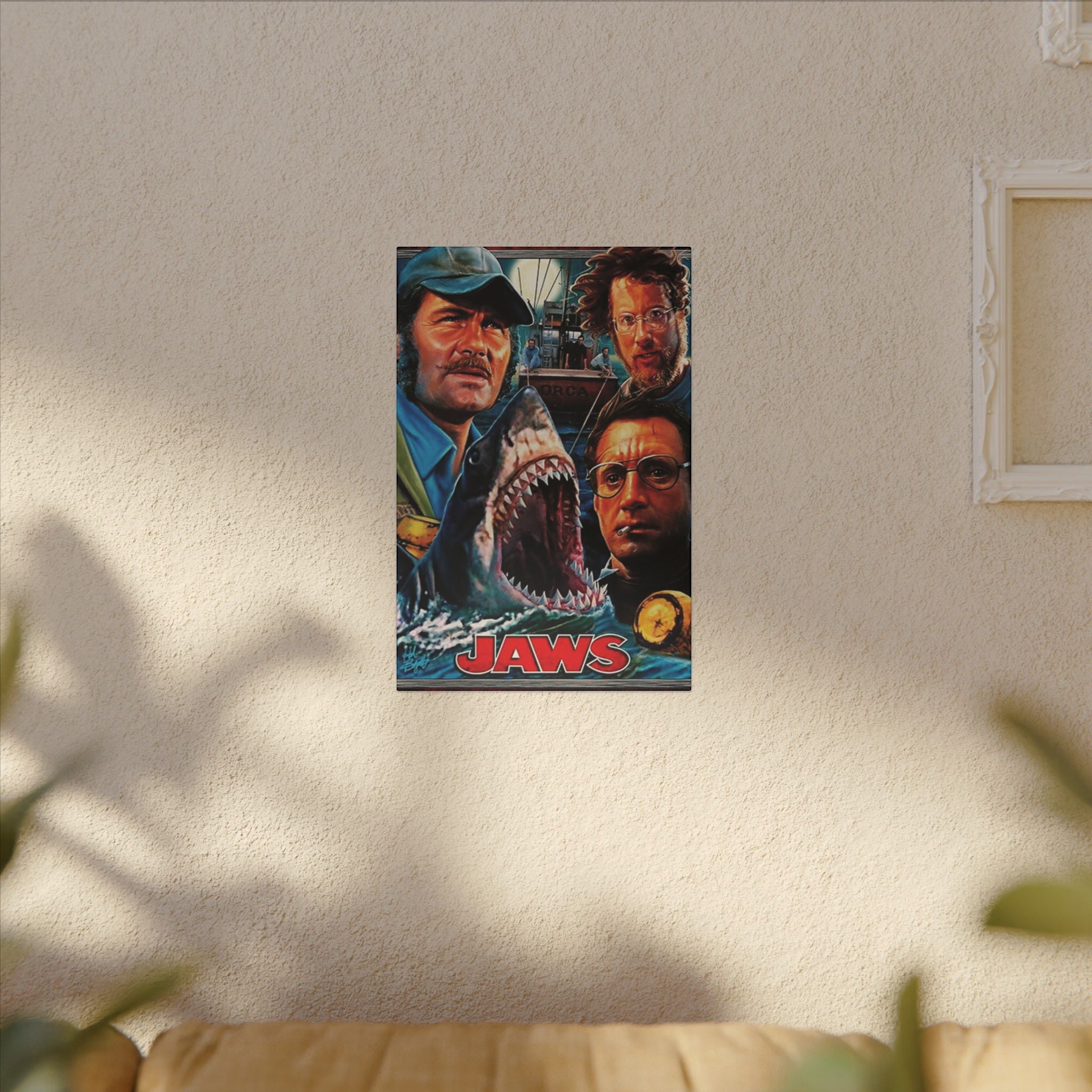 Jaws Illustrated Movie Poster Art Custom Canvas Wall Print