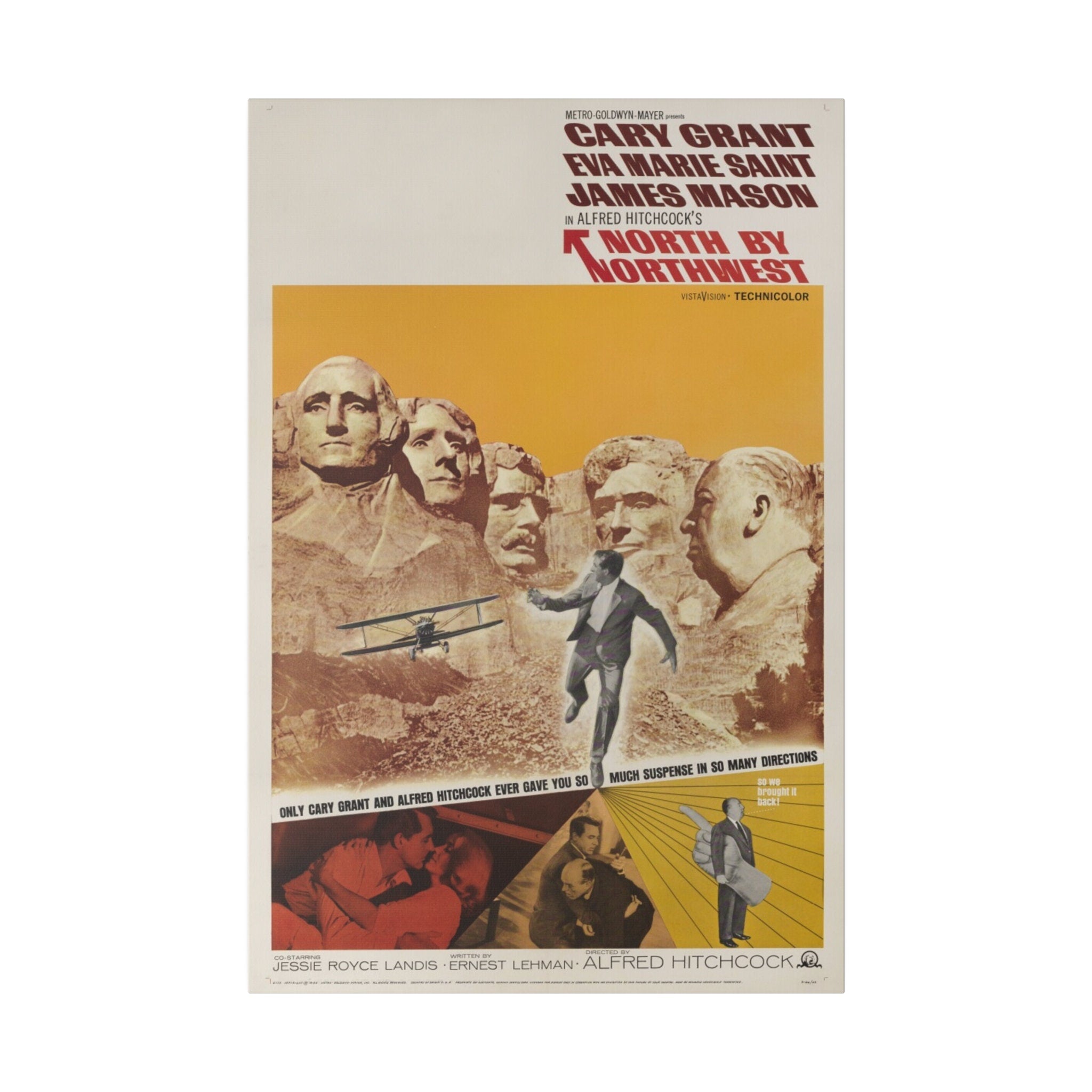 Alfred Hitchcock's North By Northwest Vintage Movie Poster Custom Canvas Wall Print