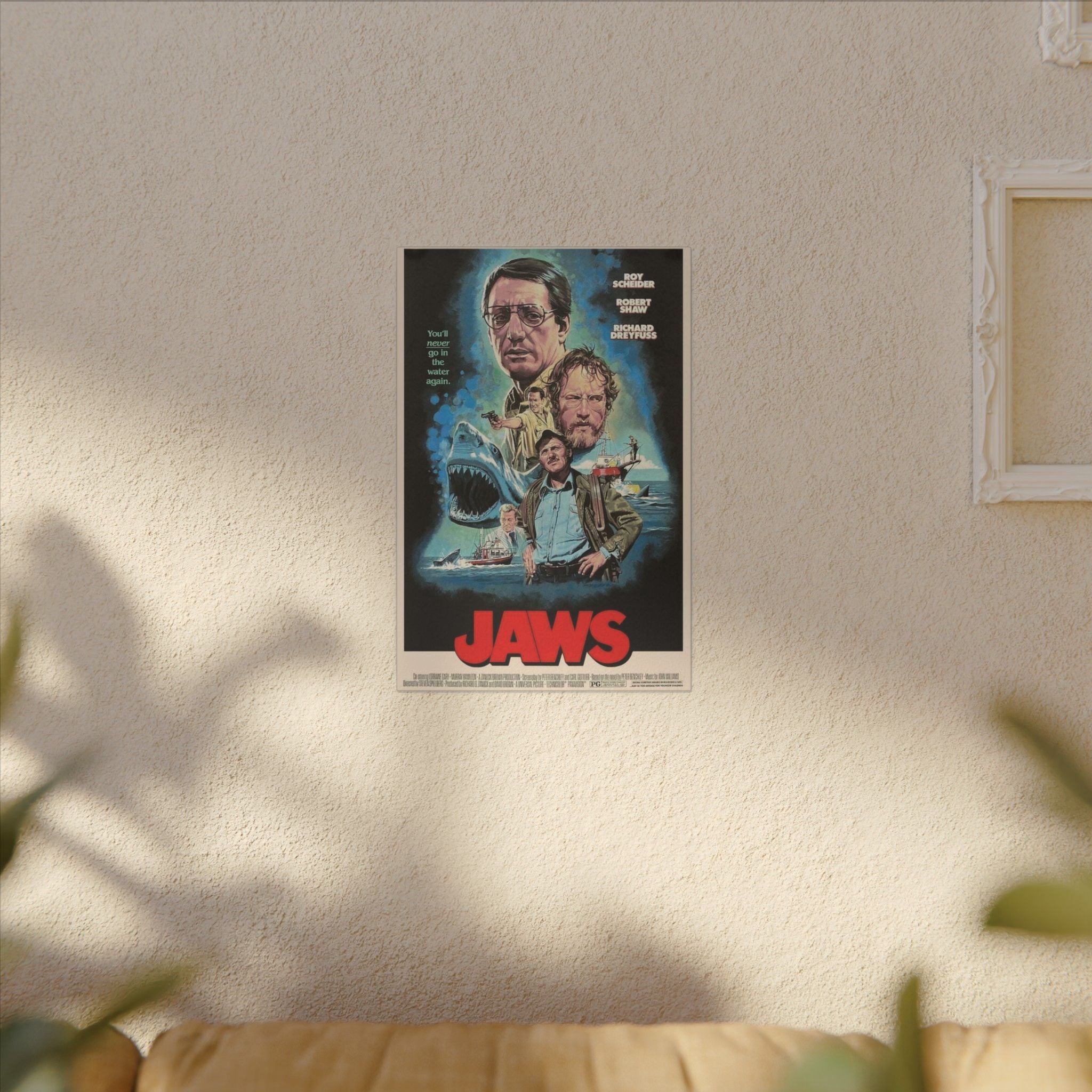 Jaws Character Collage Retro Poster Art – Custom Canvas Wall Print