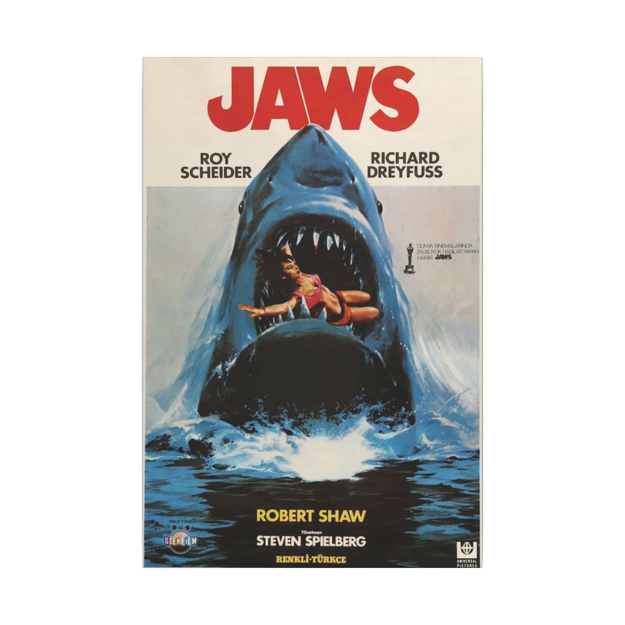 Jaws 1975 Vintage Foreign Movie Poster Custom Canvas Wall Print