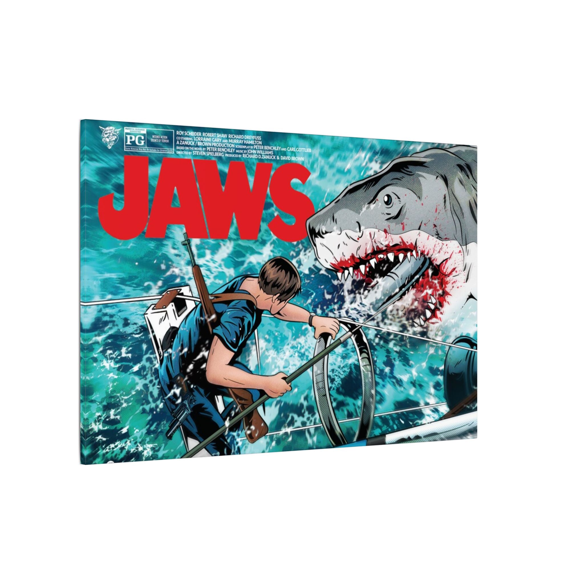 Jaws Retro Comic Style Shark Attack Art Custom Canvas Wall Print
