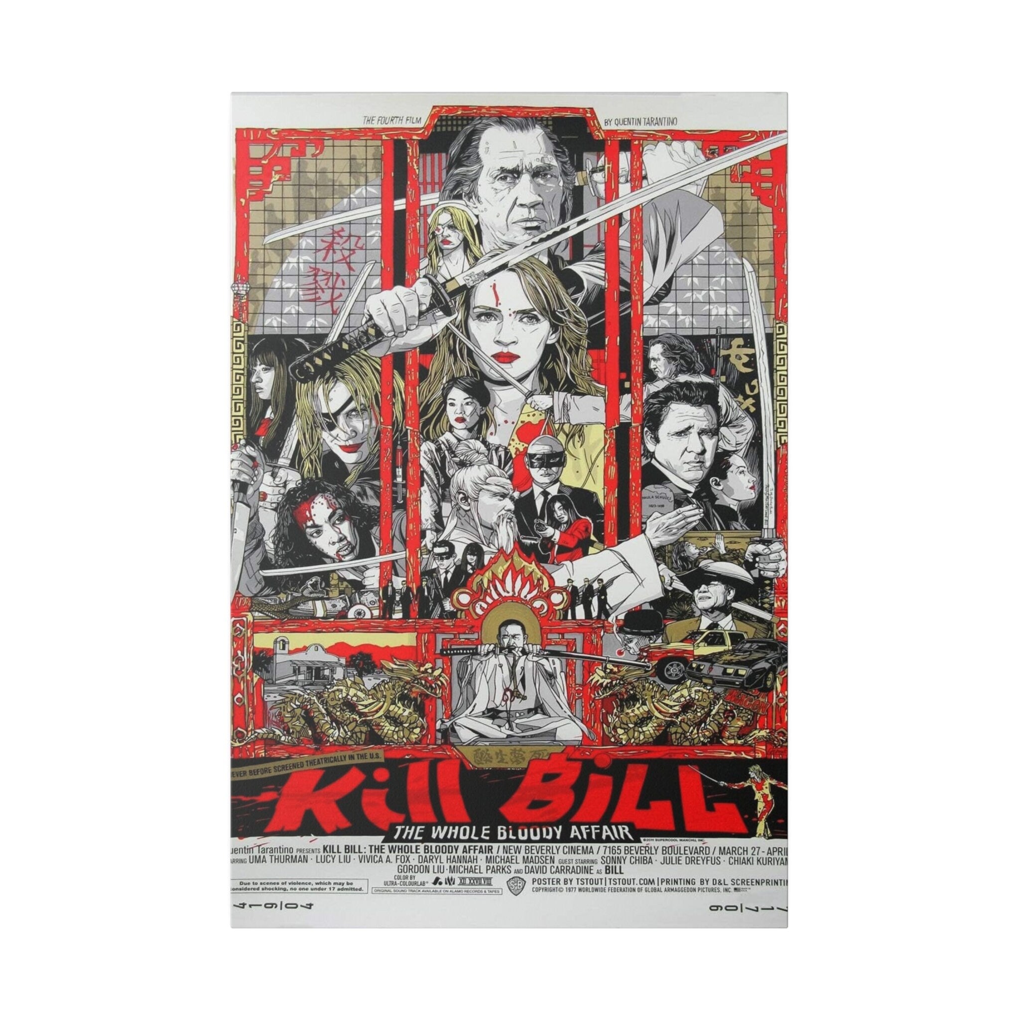 Kill Bill Animated Comic Movie Poster Custom Canvas Wall Print