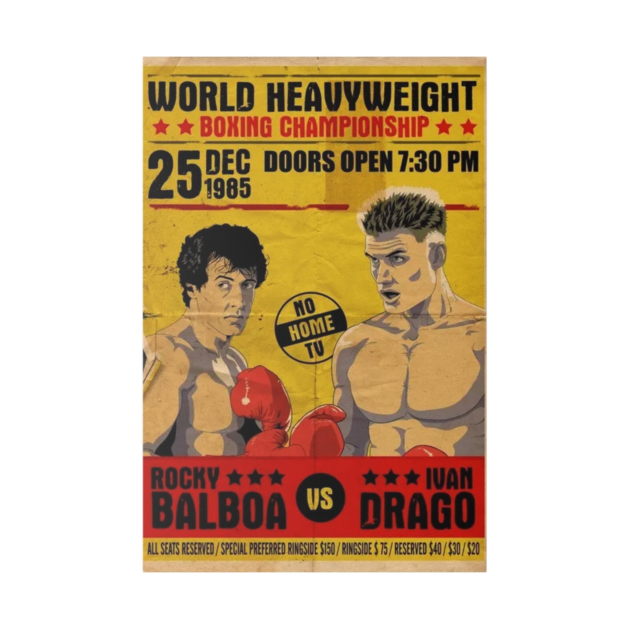 Rocky Vs. Ivan Drago Fight Poster Custom Canvas Wall Print