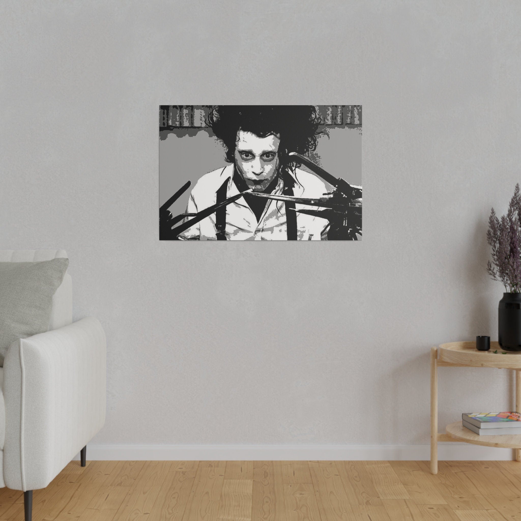 Edward Scissorhands B/W Abstract Custom Canvas Wall Print