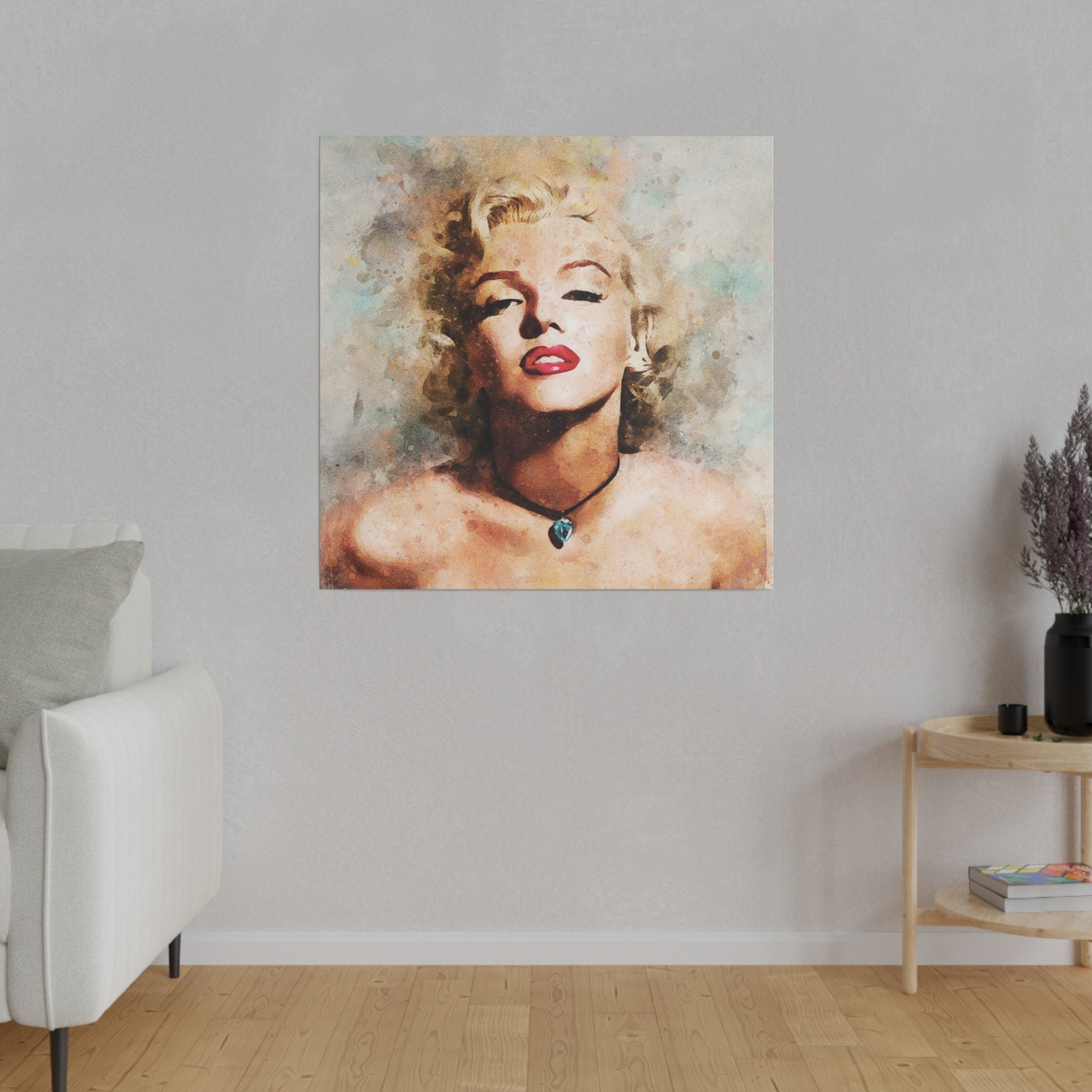 Marilyn Monroe Necklace Color Painting Custom Canvas Wall Print