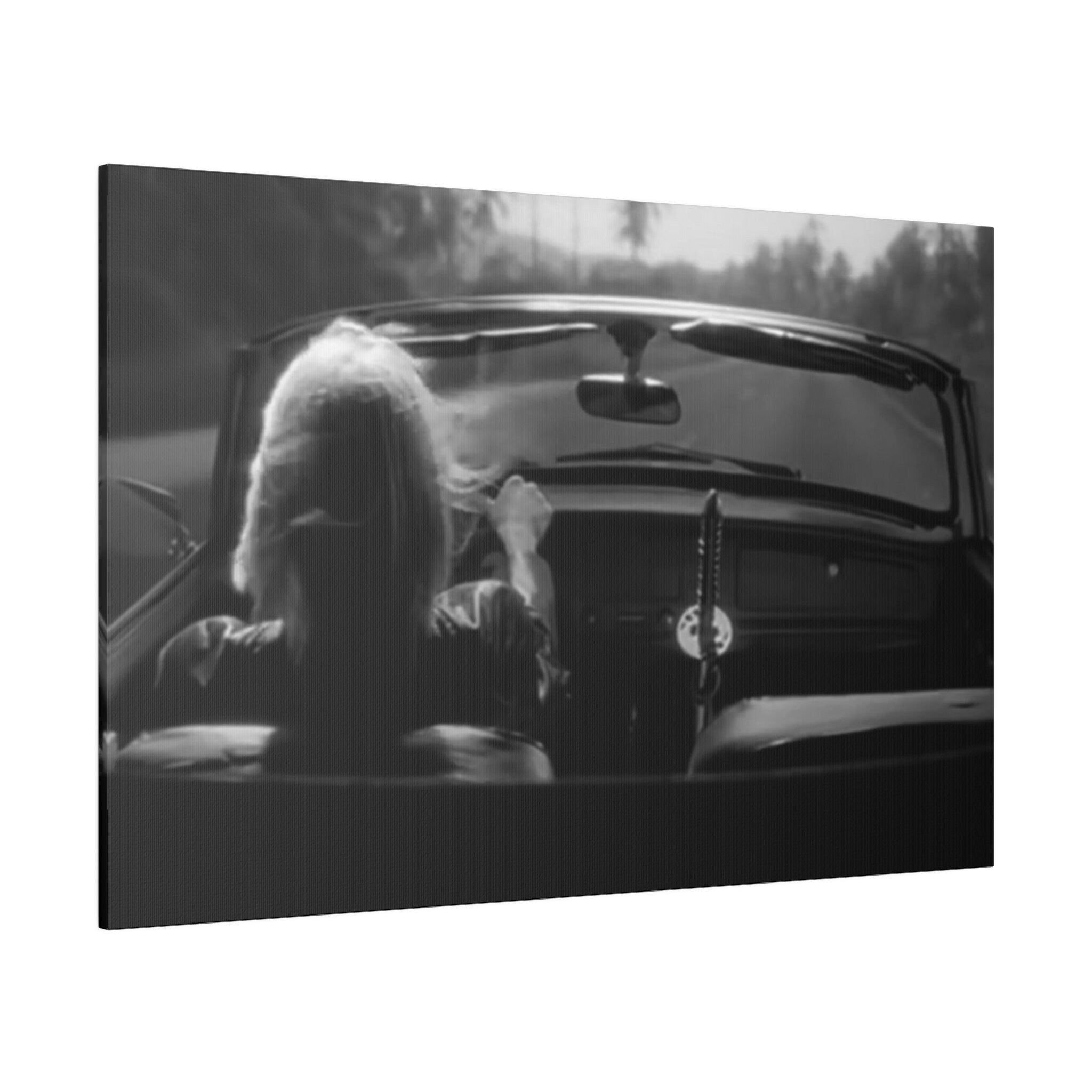 Kill Bill B/W Driving Custom Canvas Wall Print