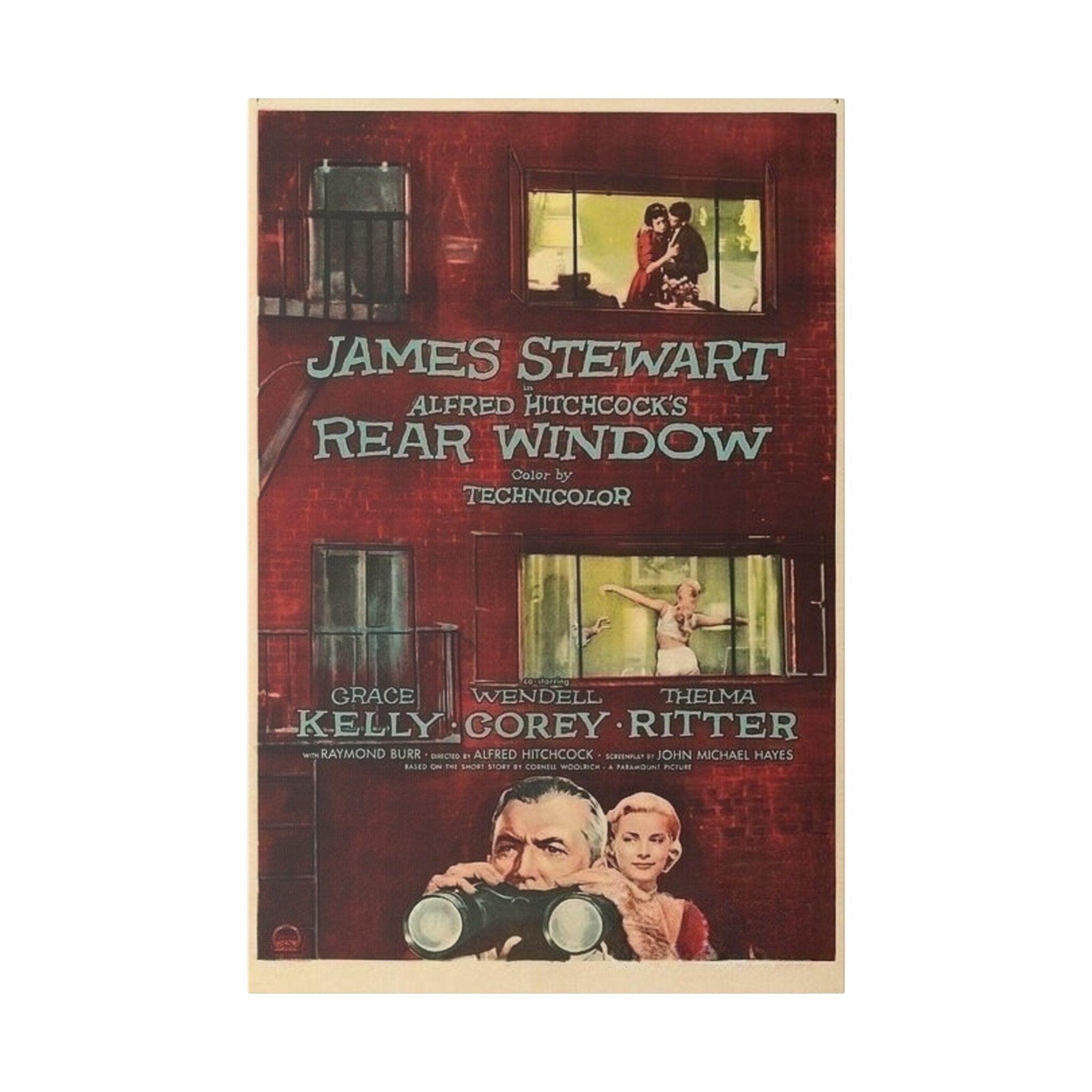 Alfred Hitchcock's Rear Window Vintage Movie Poster Custom Canvas Wall Print