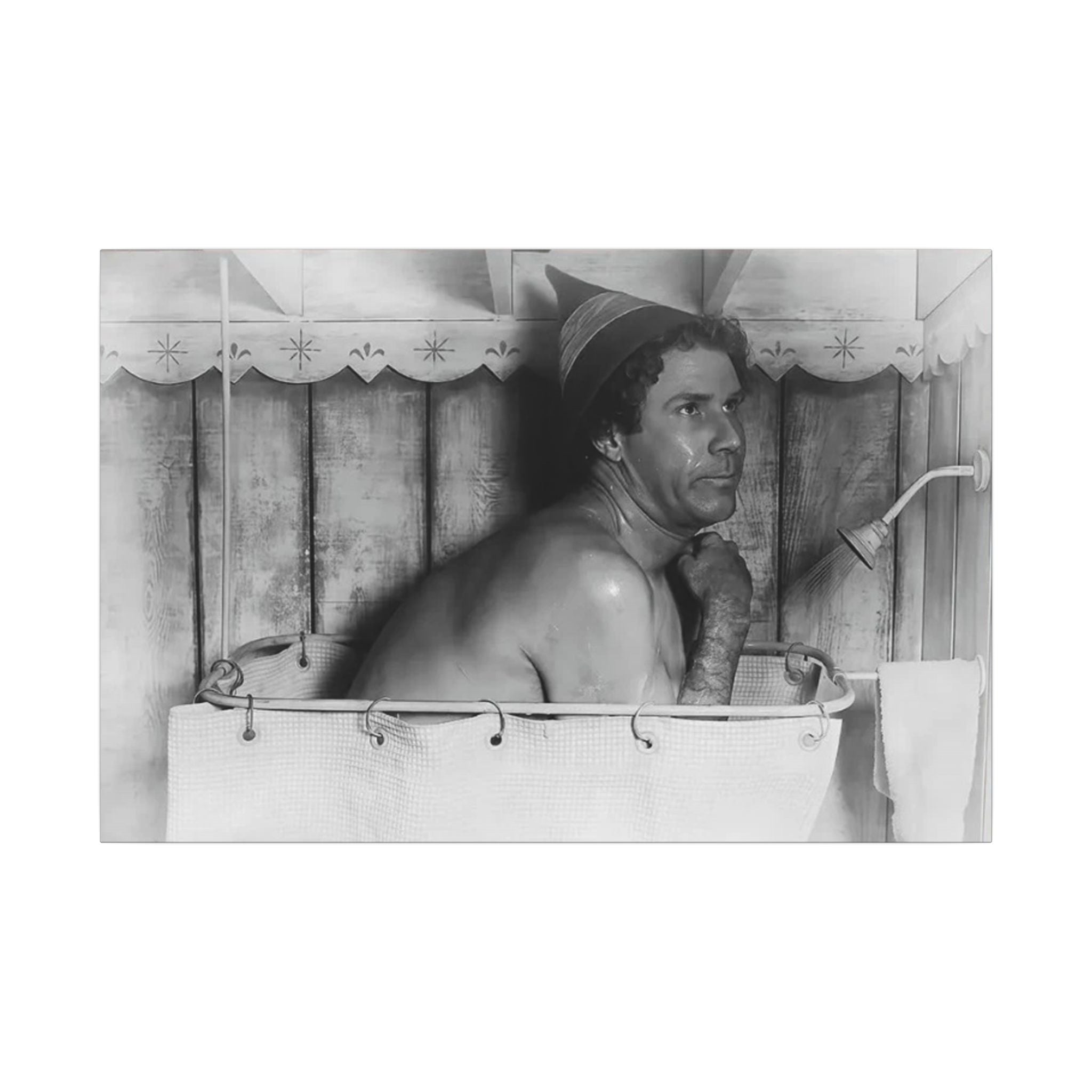Elf Buddy in the Shower Custom Canvas Wall Print