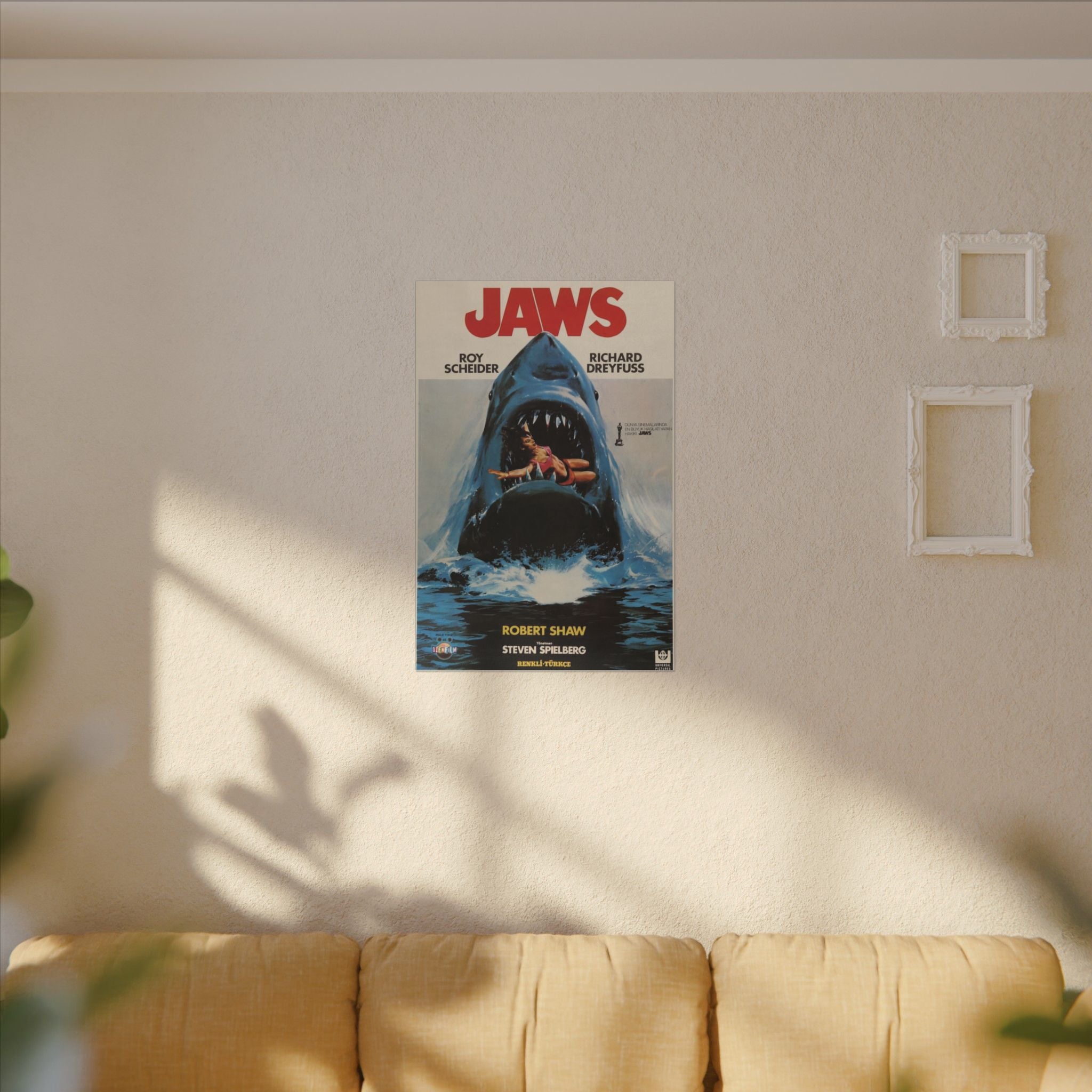 Jaws 1975 Vintage Foreign Movie Poster Custom Canvas Wall Print