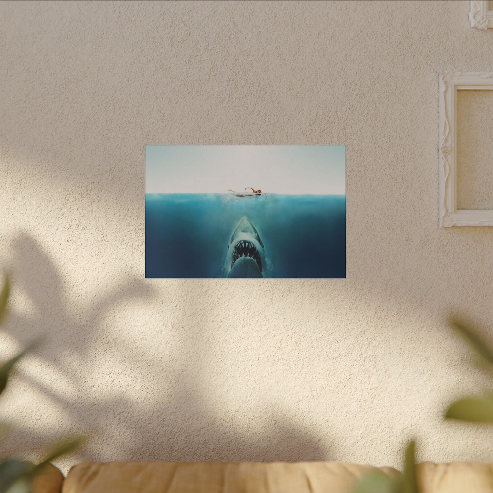 Jaws Underwater Shark Approach Iconic Movie Art Custom Canvas Wall Print
