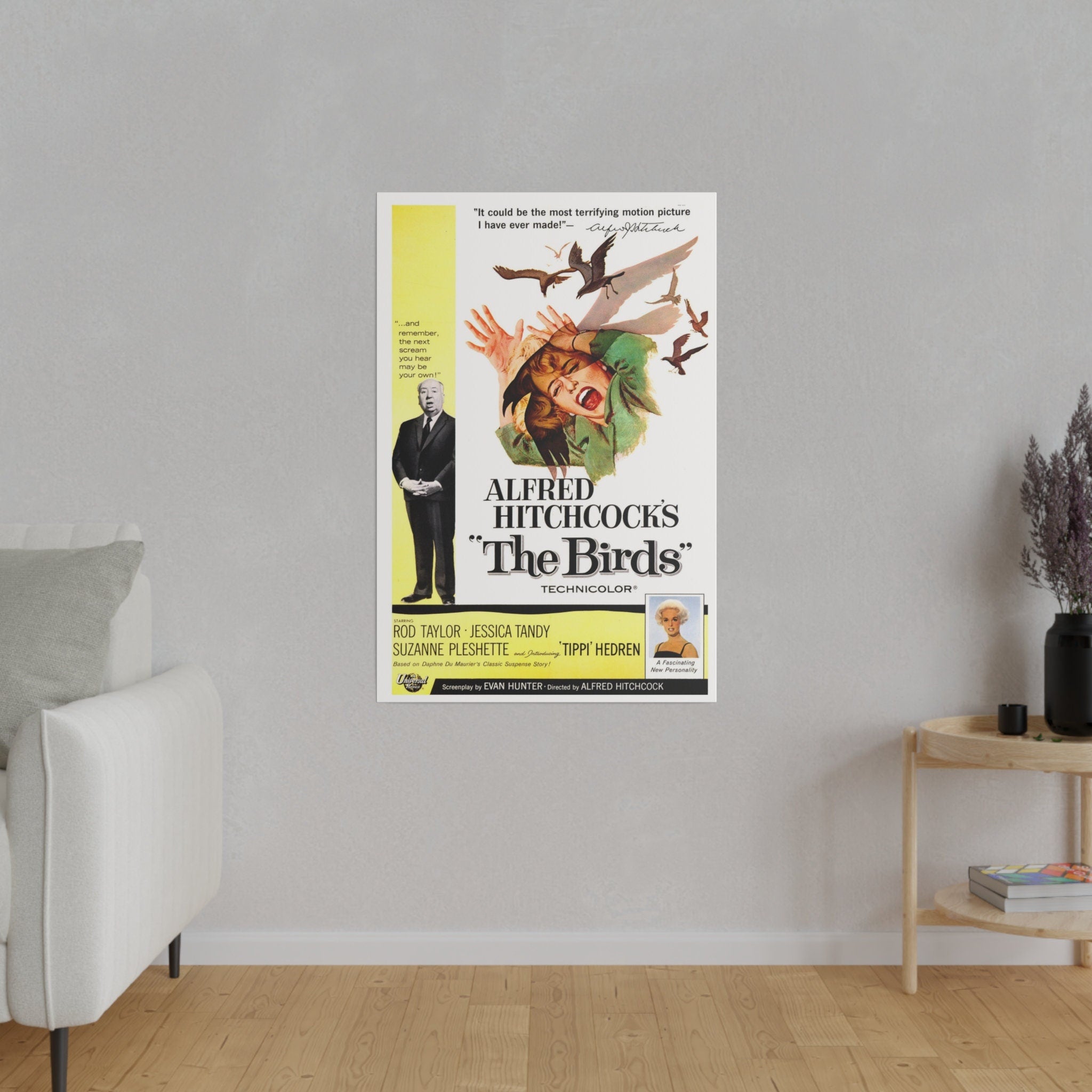 Alfred Hitchcock's The Birds Vintage Movie Poster Custom Canvas Wall Print