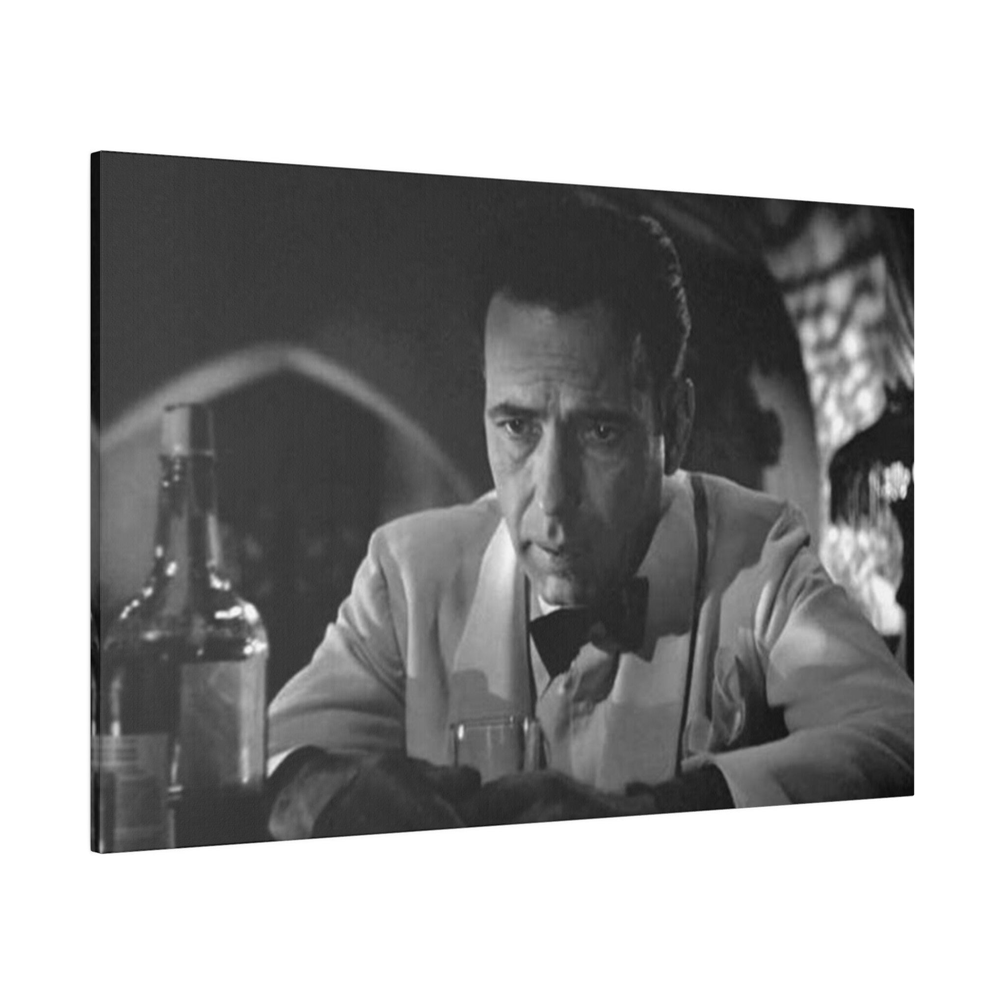 Casablanca Rick Humphrey Bogart B/W Custom Canvas Wall Print