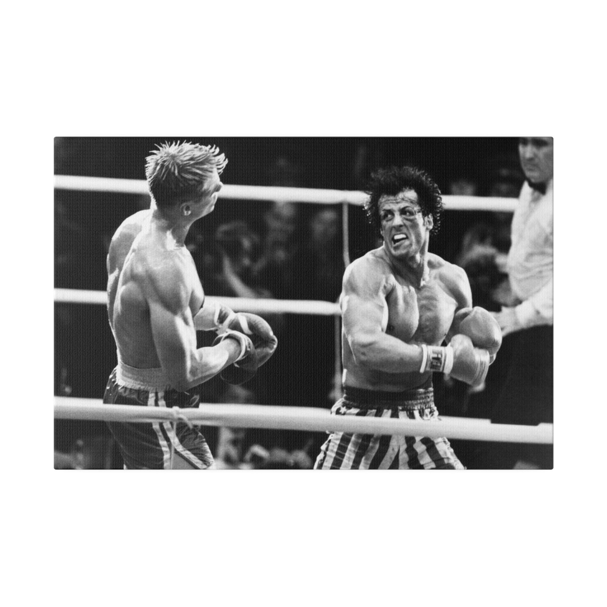 Rocky Vs. Drago B/W Custom Canvas Wall Print