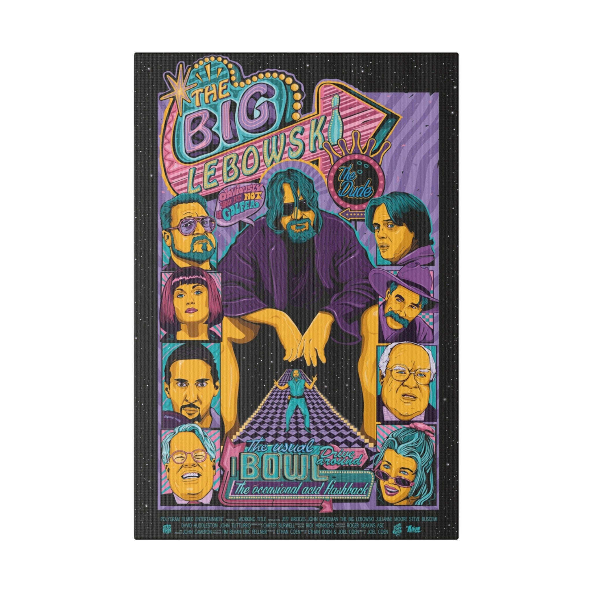 The Big Lebowski Neon Movie Poster Custom Canvas Wall Print