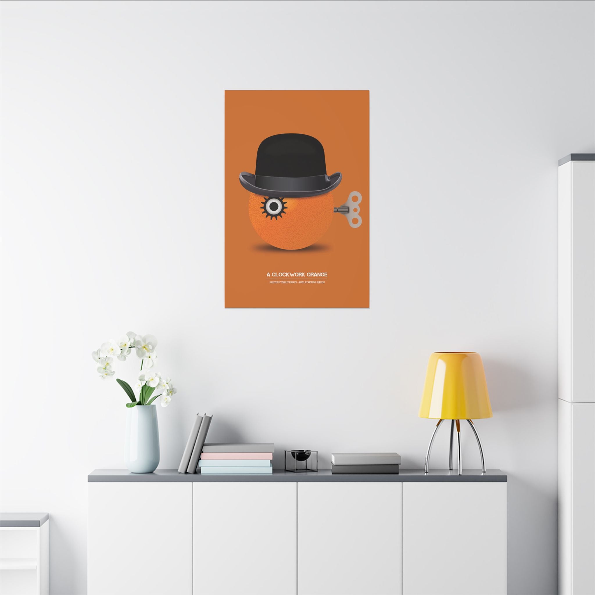 Clockwork Orange Minimalist Orange Character Canvas Wall Print