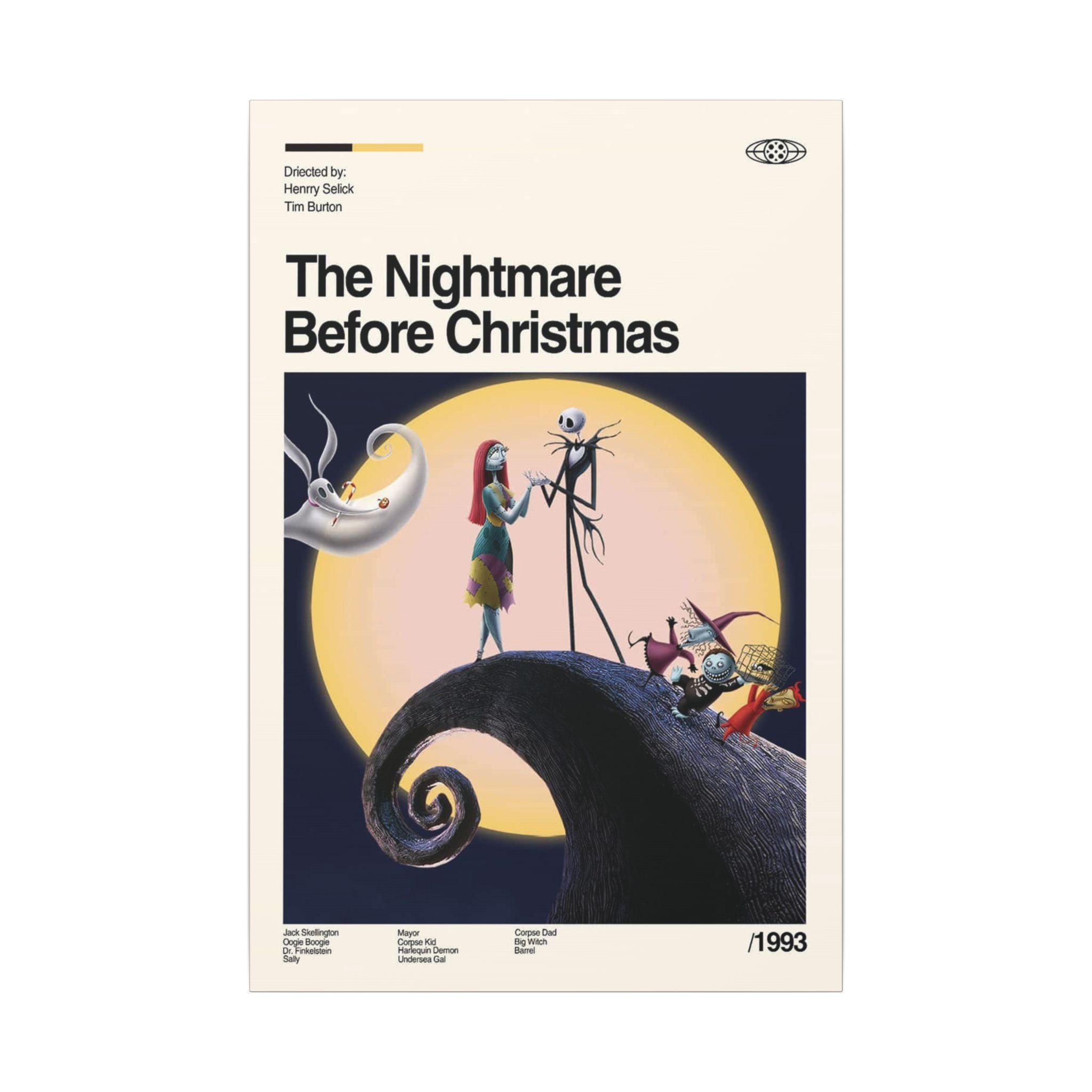 The Nightmare Before Christmas Retro Minimalist Poster Custom Canvas Wall Print