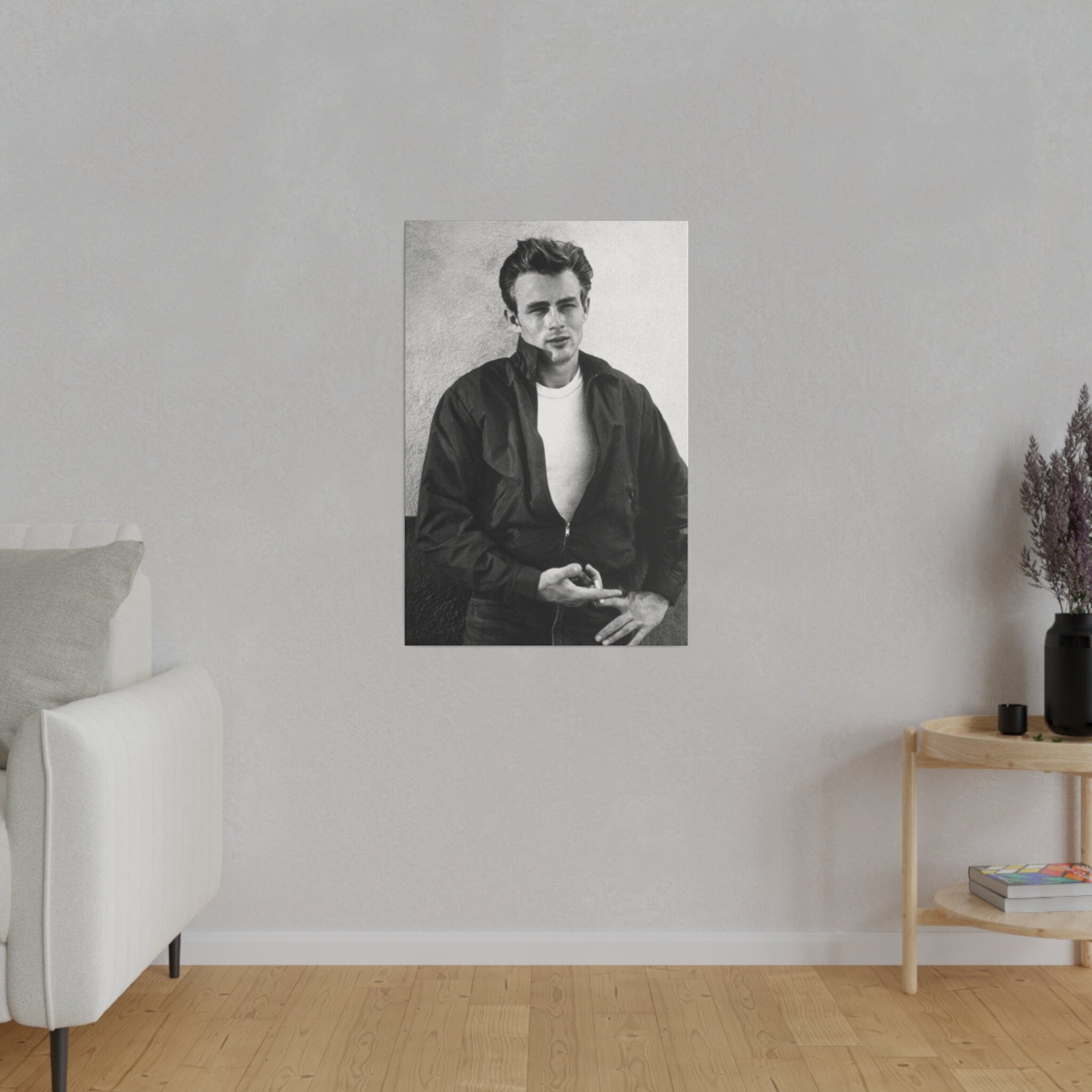 James Dean Rebel Without A Cause B/W Photo Custom Canvas Wall Print