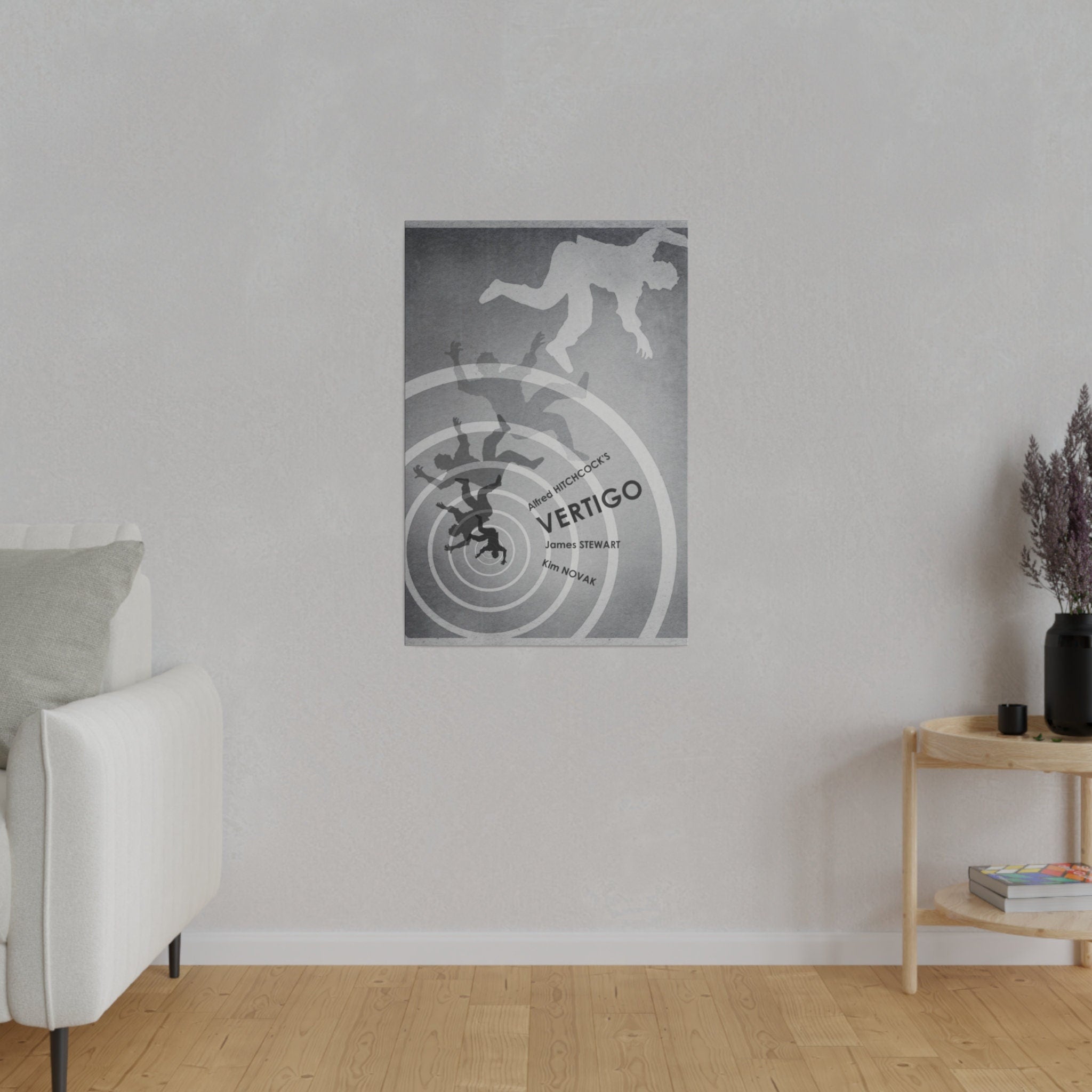 Alfred Hitchcock's Vertigo B/W Movie Poster Custom Canvas Wall Print