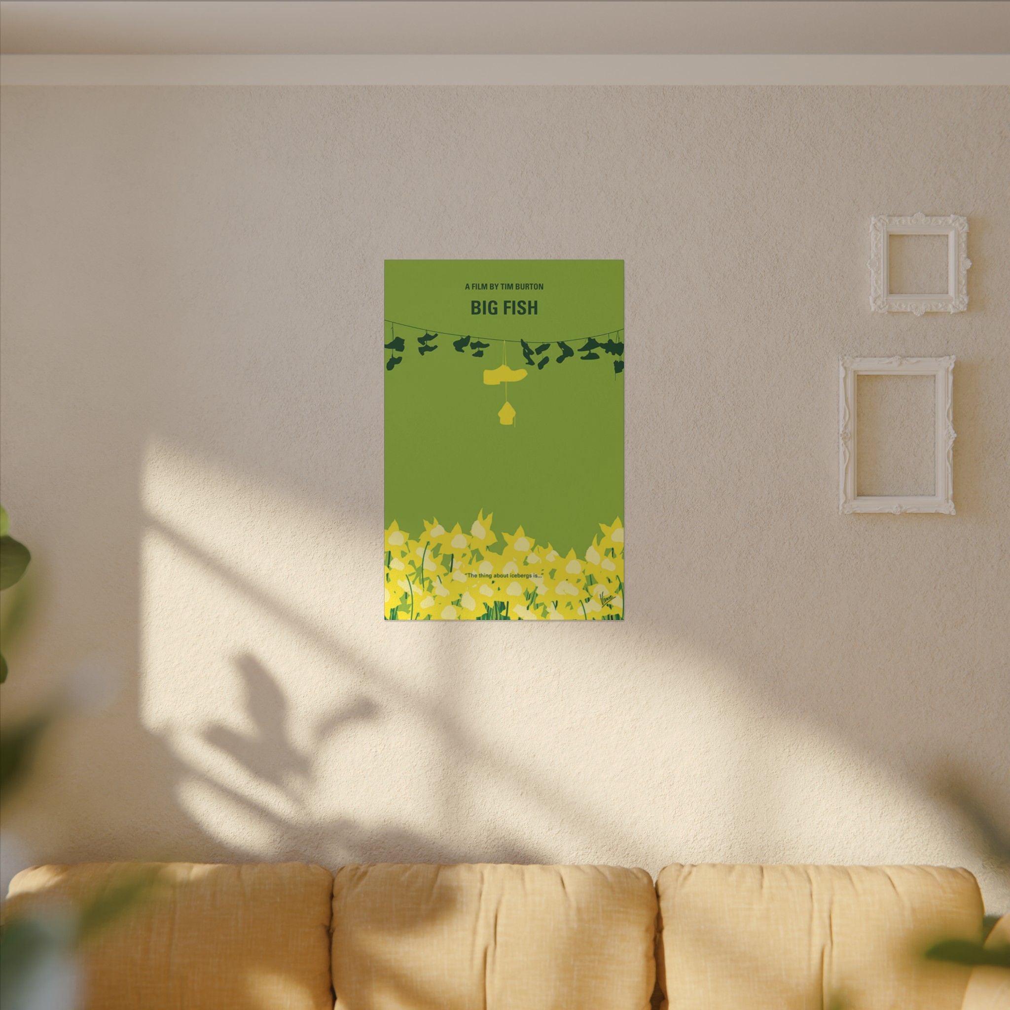 Big Fish Yellow Flowers Minimal Art Custom Canvas Wall Print