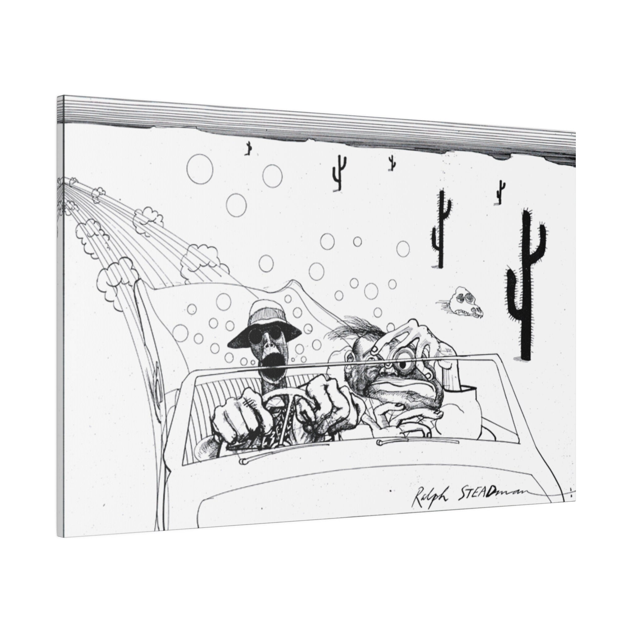 Fear and Loathing In Las Vegas Steadman B/W Drawing Custom Canvas Wall Print