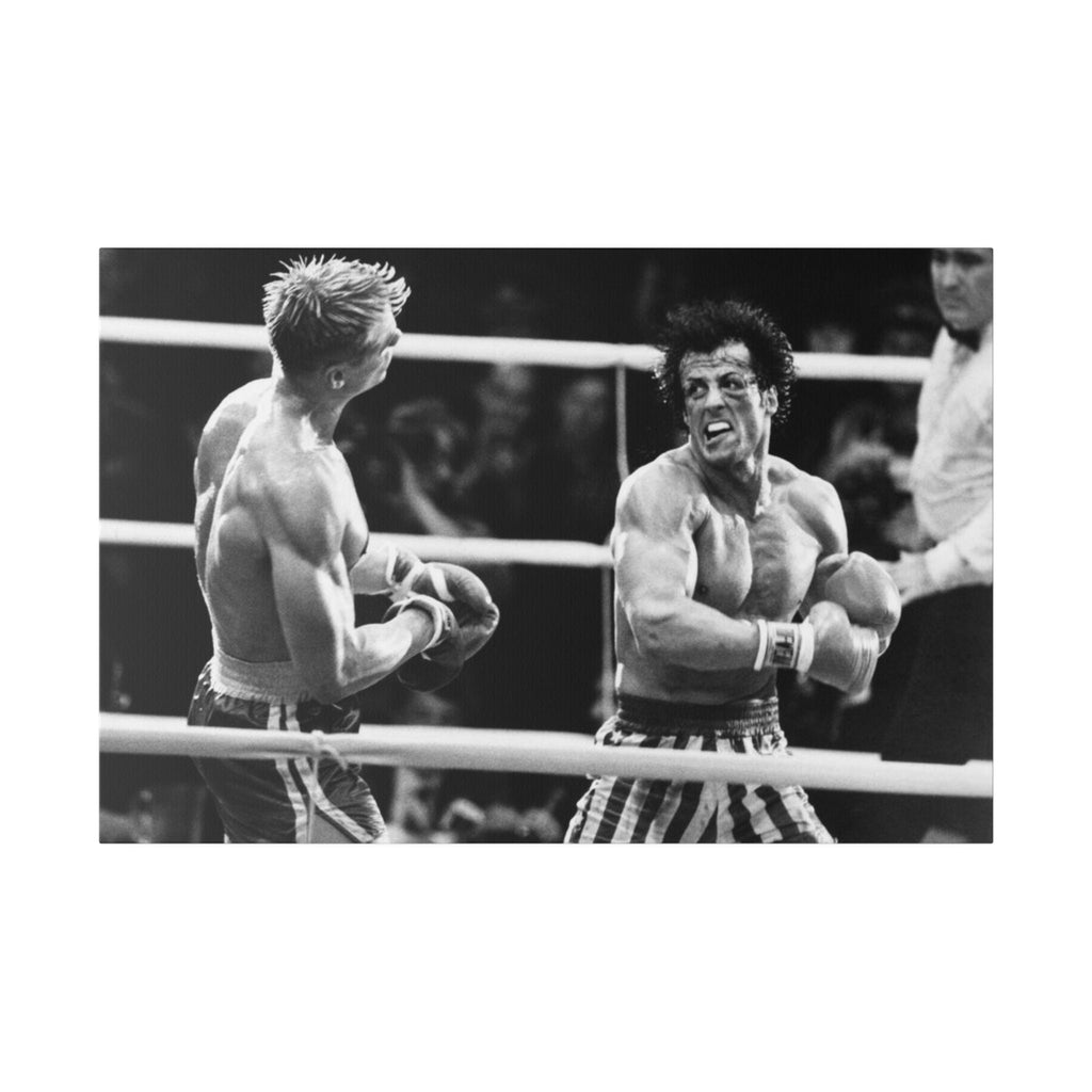 Rocky Vs. Drago B/W Custom Canvas Wall Print