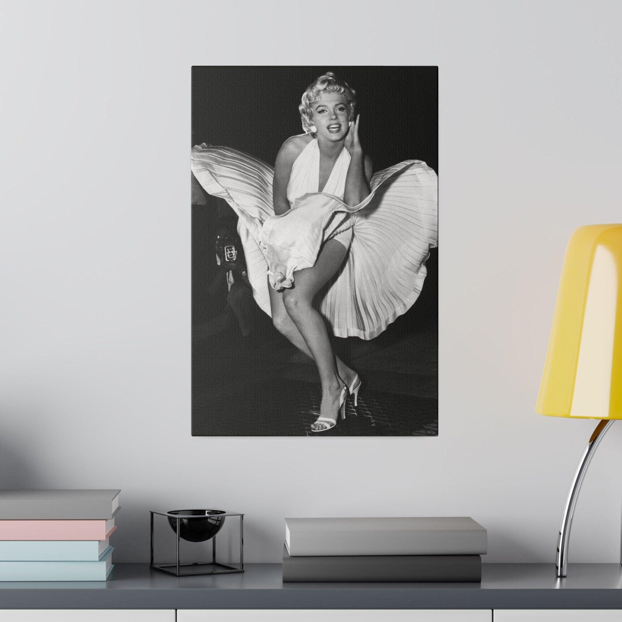 Marilyn Monroe The Dress B/W Custom Canvas Wall Print