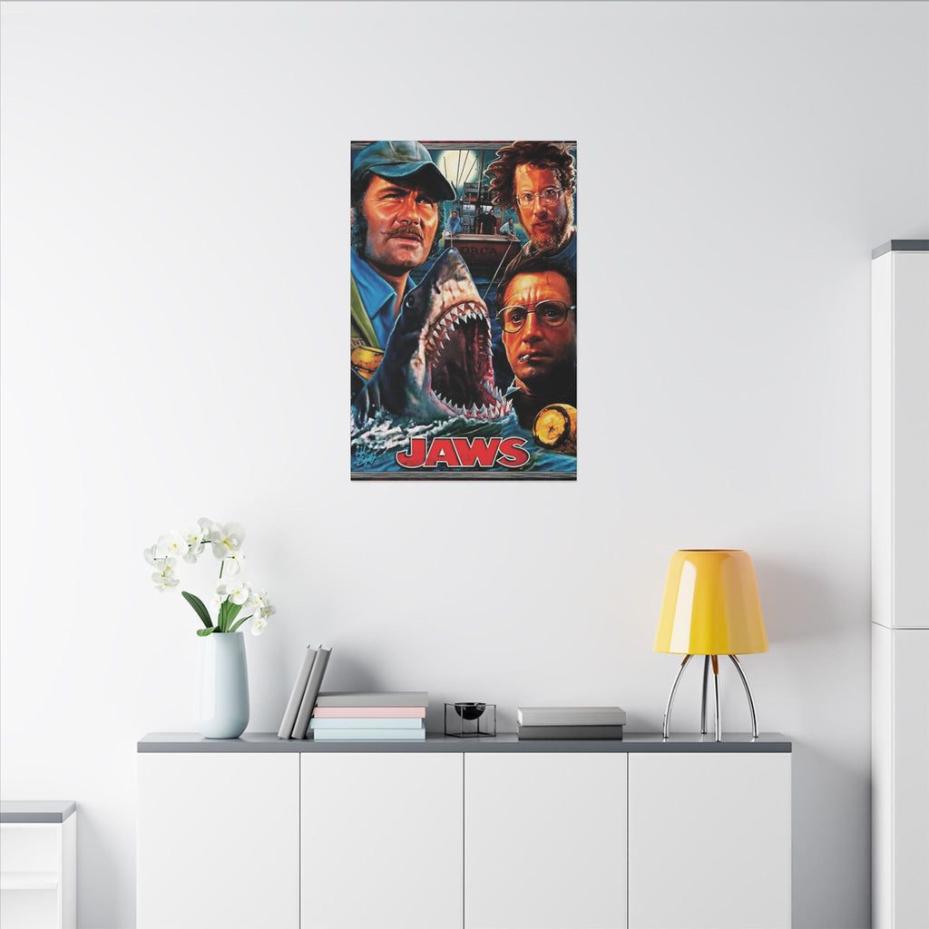 Jaws Illustrated Movie Poster Art Custom Canvas Wall Print