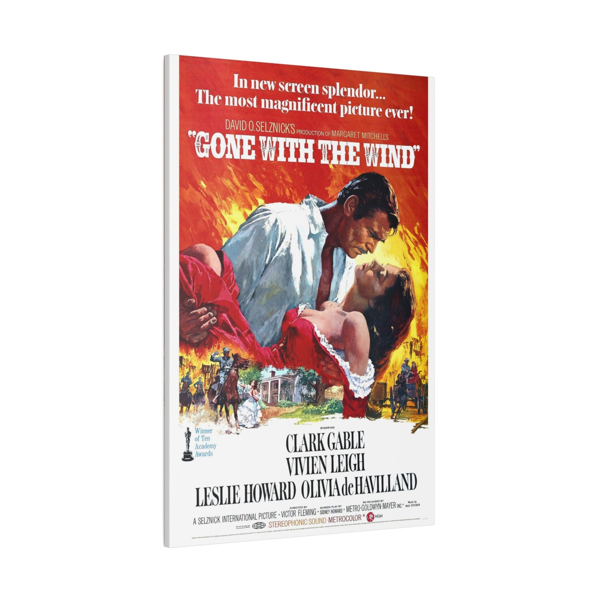 Gone With The Wind Rereleased Movie Poster Custom Canvas Wall Print