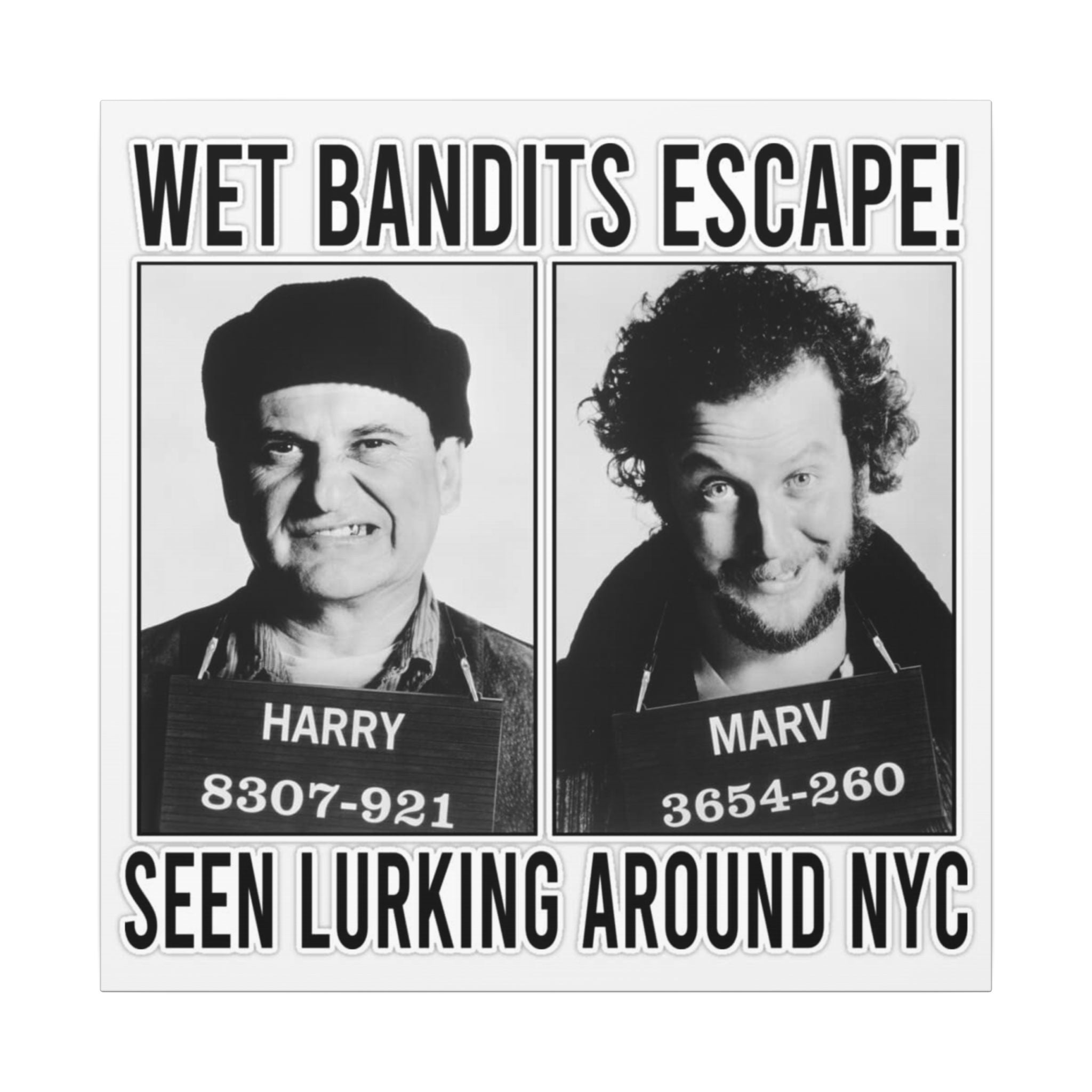 Home Alone Wet Bandits Black & White Custom Canvas Wall Print