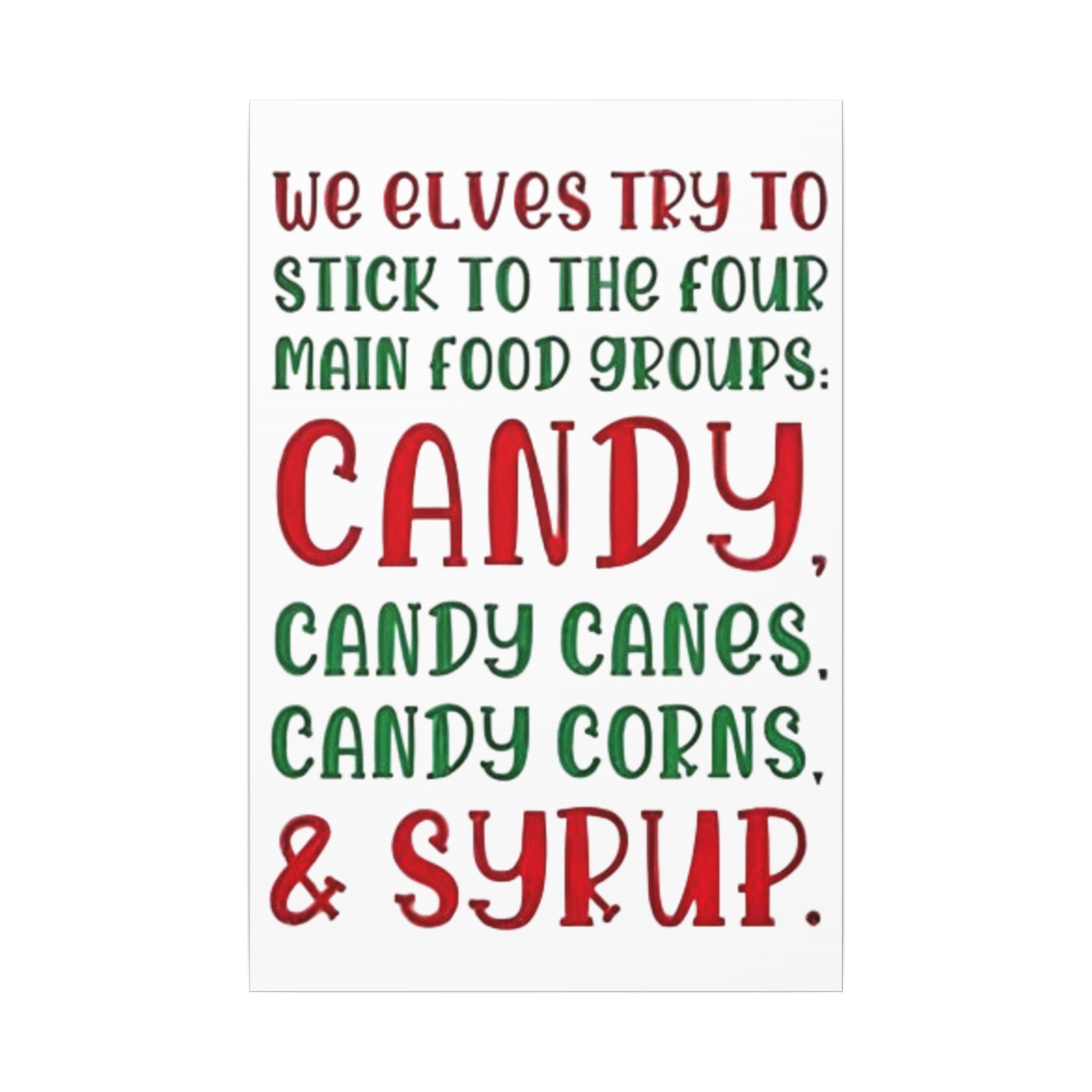 Elf Four Main Food Groups Custom Canvas Wall Print