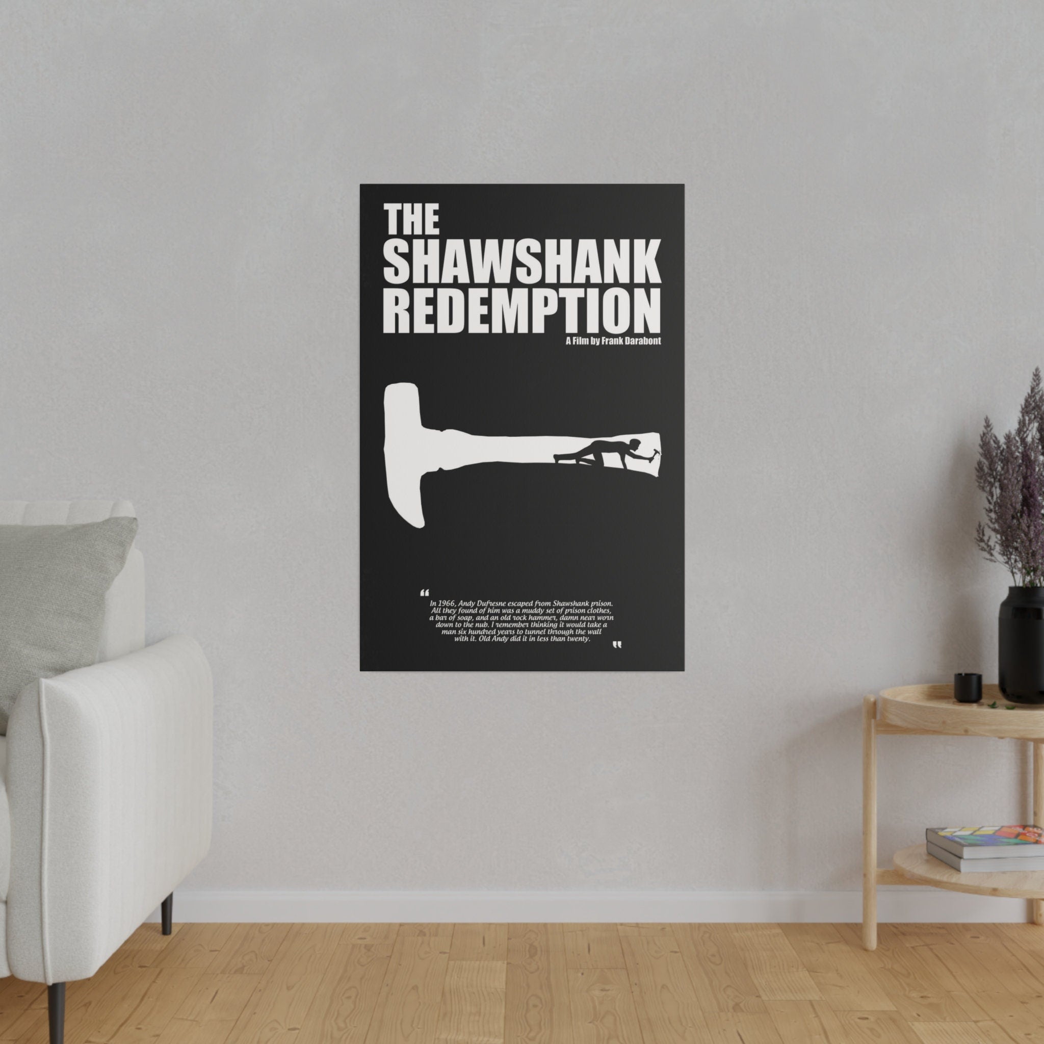 The Shawshank Redemption B/W Movie Poster Custom Canvas Wall Print