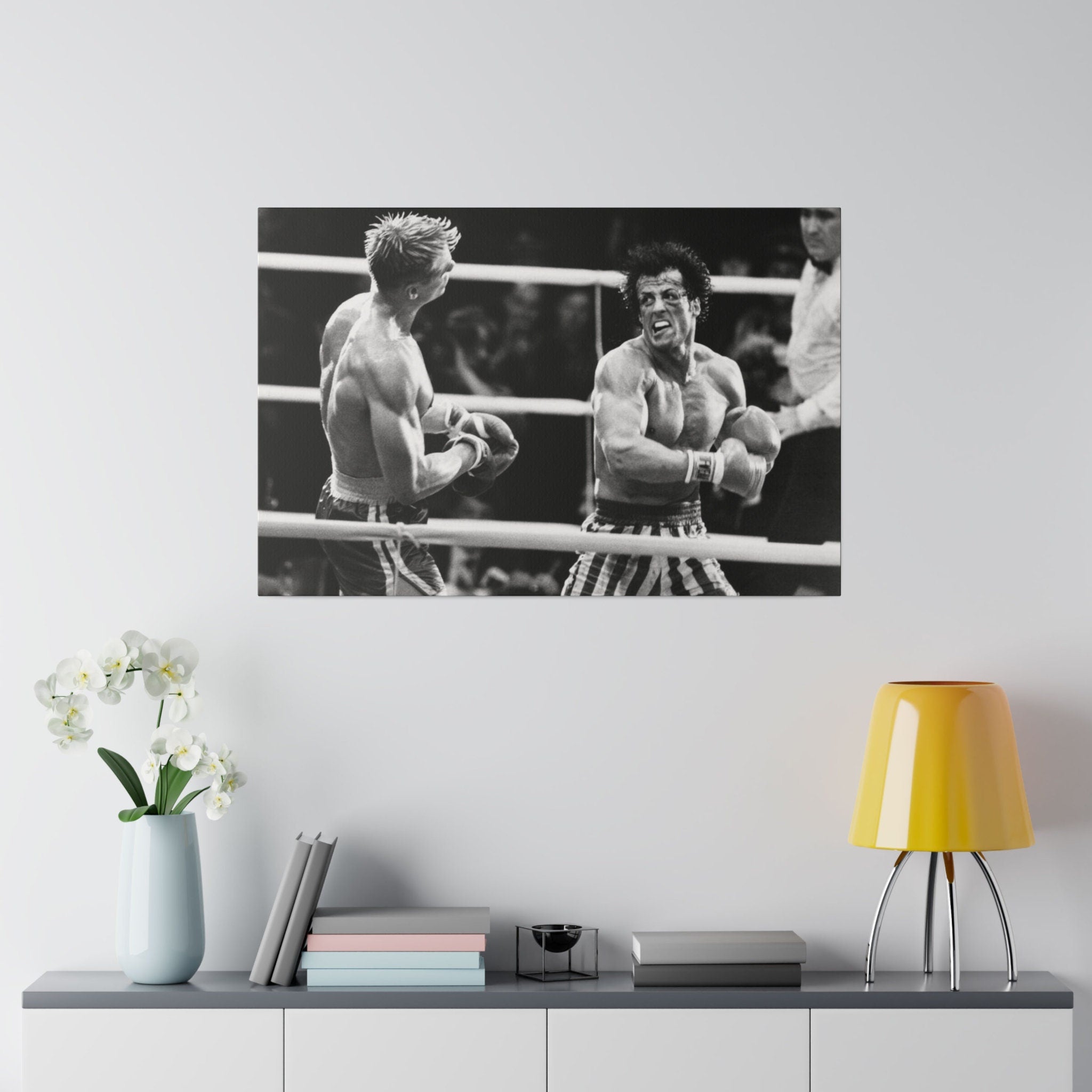 Rocky Vs. Drago B/W Custom Canvas Wall Print