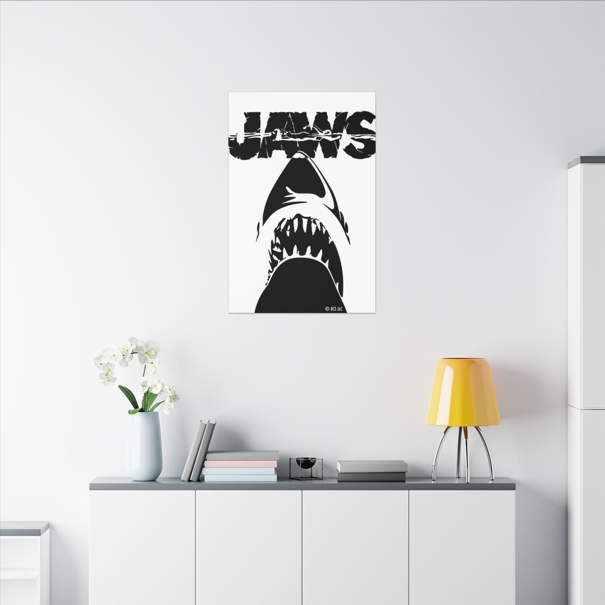 Jaws Minimalist Shark Silhouette Custom Canvas Wall Print