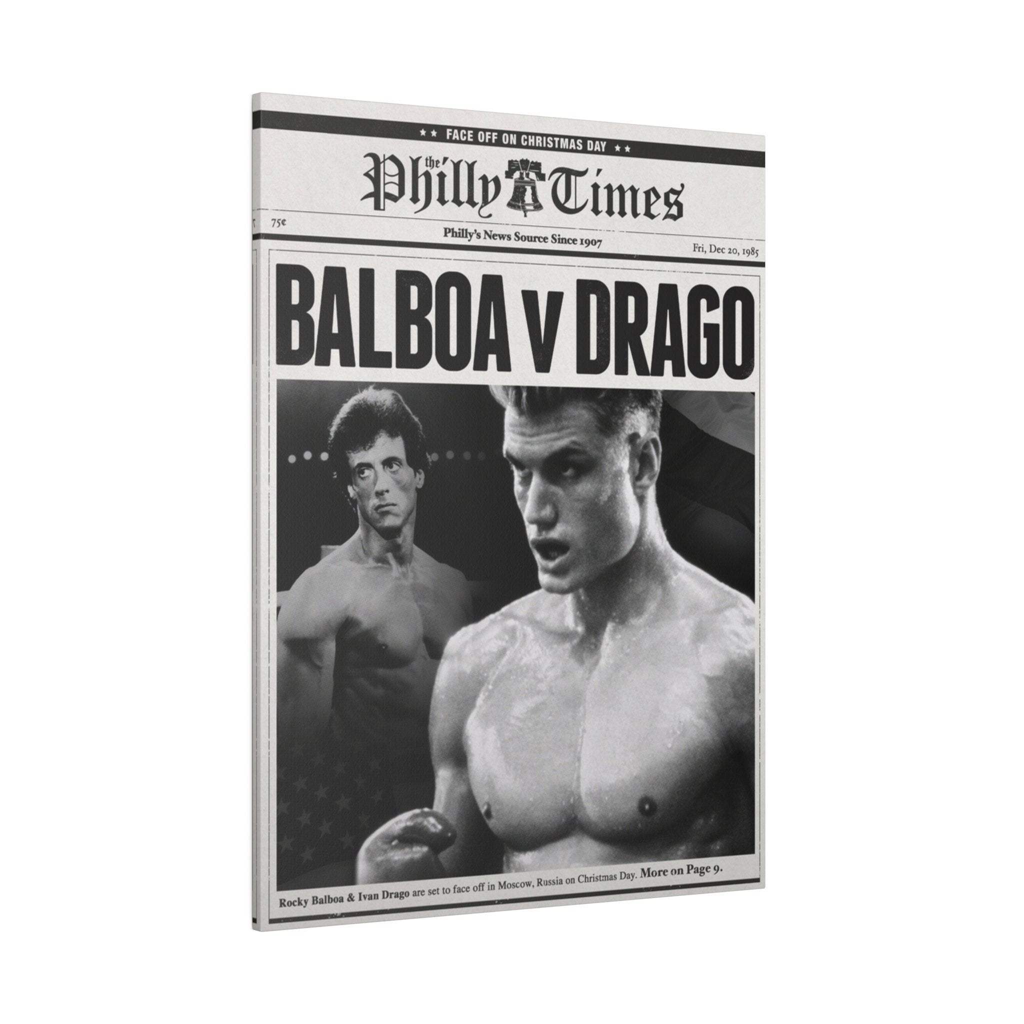 Rocky Vs. Ivan Drago Newspaper Poster Custom Canvas Wall Print