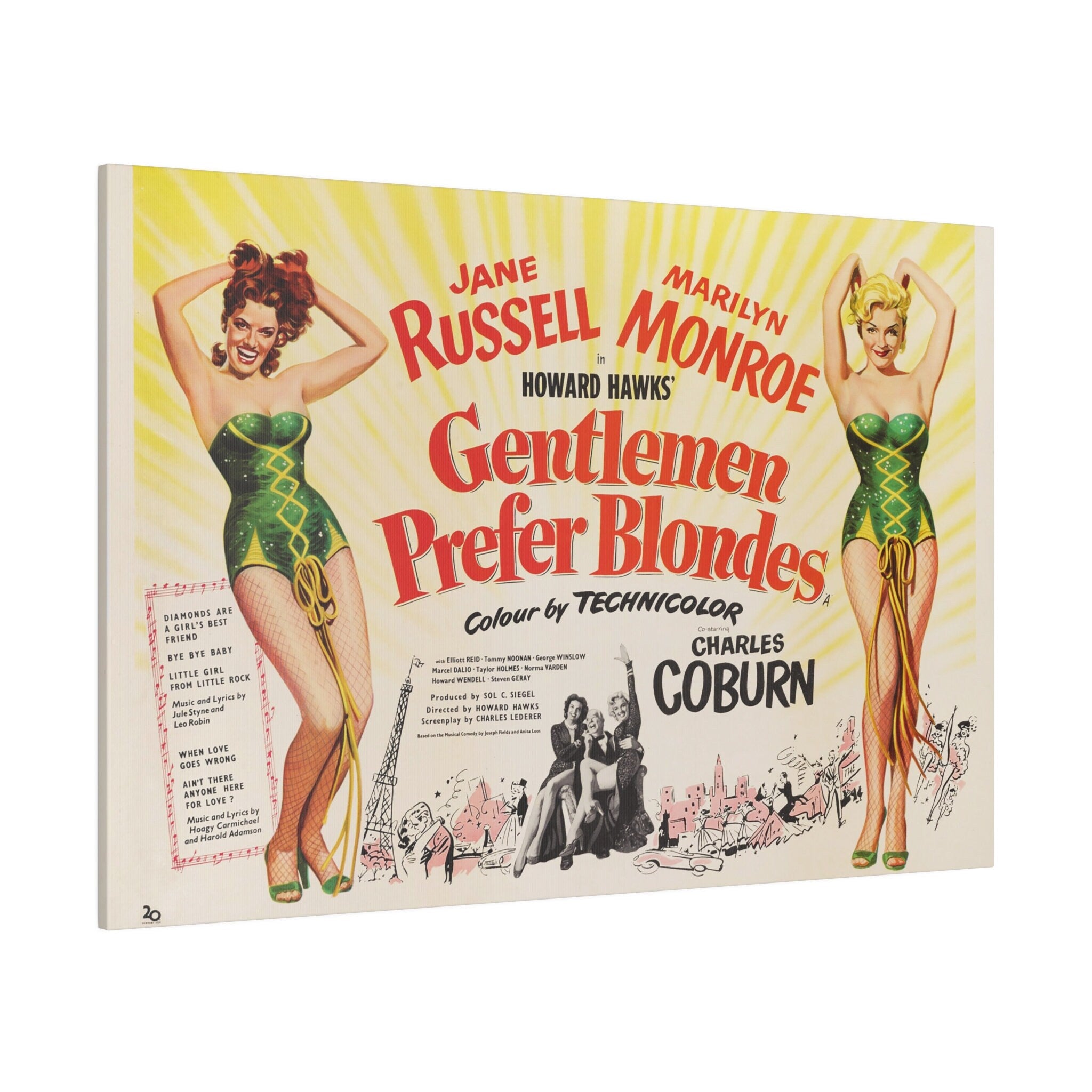 Marilyn Monroe Gentlemen Prefer Blondes Movie Poster Custom Canvas Wall Print