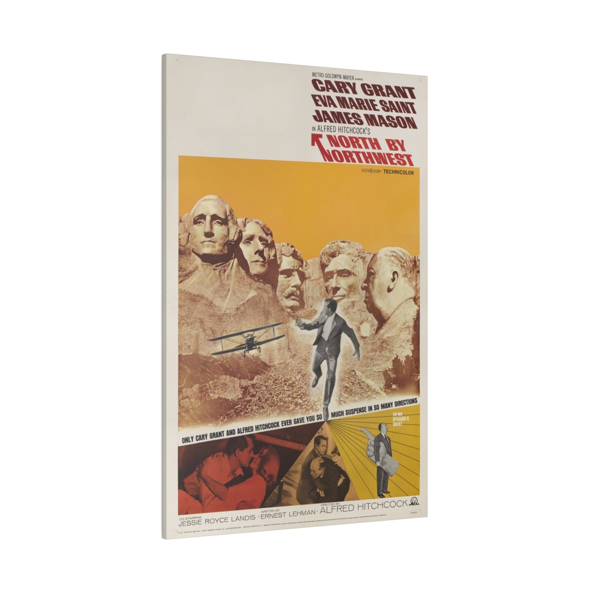 Alfred Hitchcock's North By Northwest Vintage Movie Poster Custom Canvas Wall Print