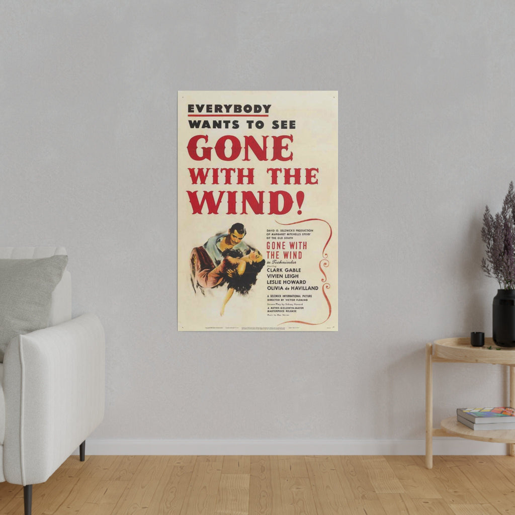 Gone With The Wind Vintage Movie Poster Custom Canvas Wall Print
