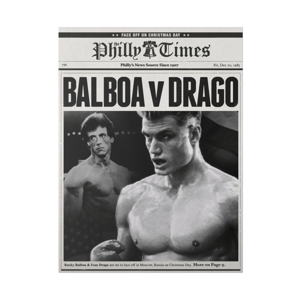 Rocky Vs. Ivan Drago Newspaper Poster Custom Canvas Wall Print