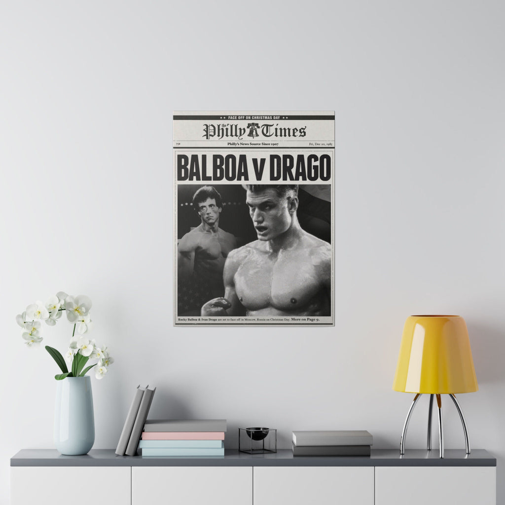 Rocky Vs. Ivan Drago Newspaper Poster Custom Canvas Wall Print