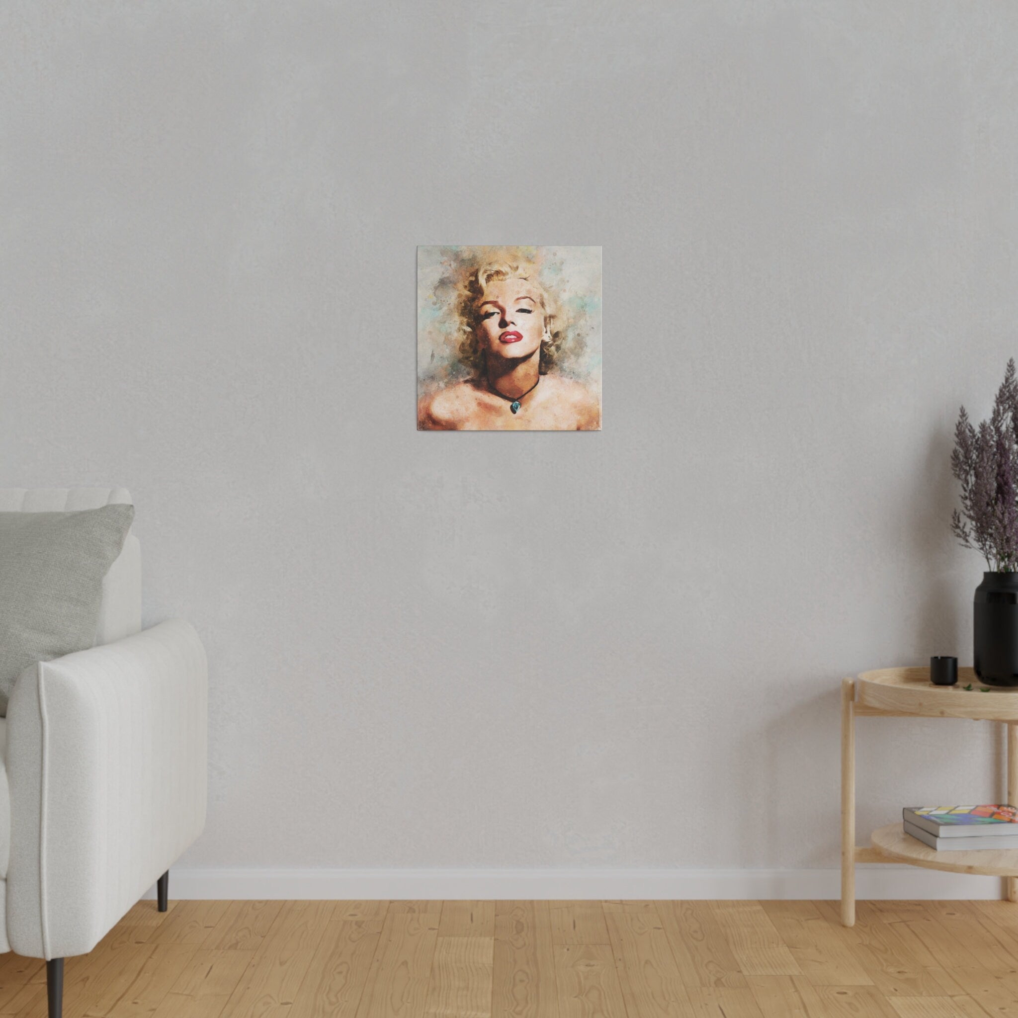 Marilyn Monroe Necklace Color Painting Custom Canvas Wall Print