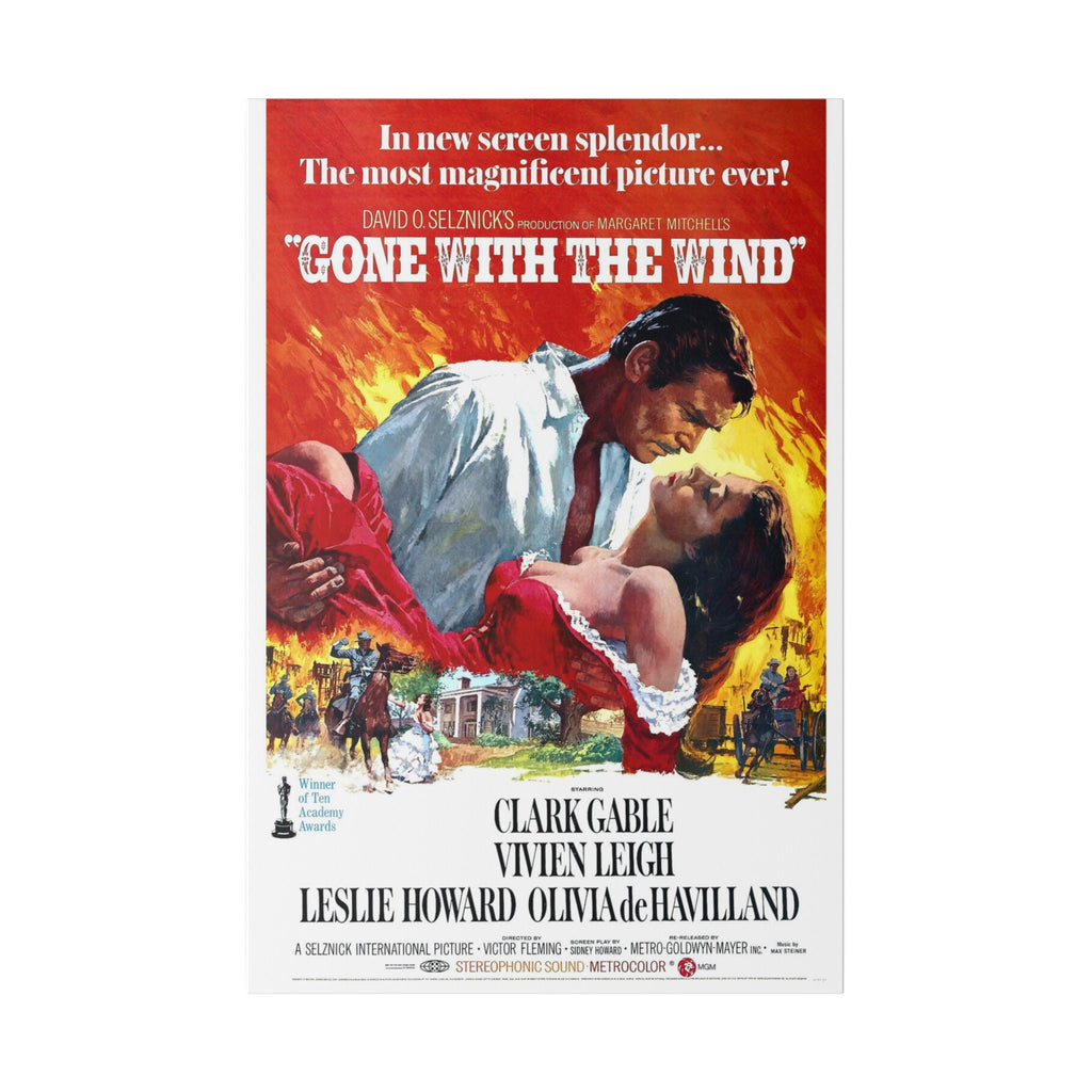 Gone With The Wind Rereleased Movie Poster Custom Canvas Wall Print