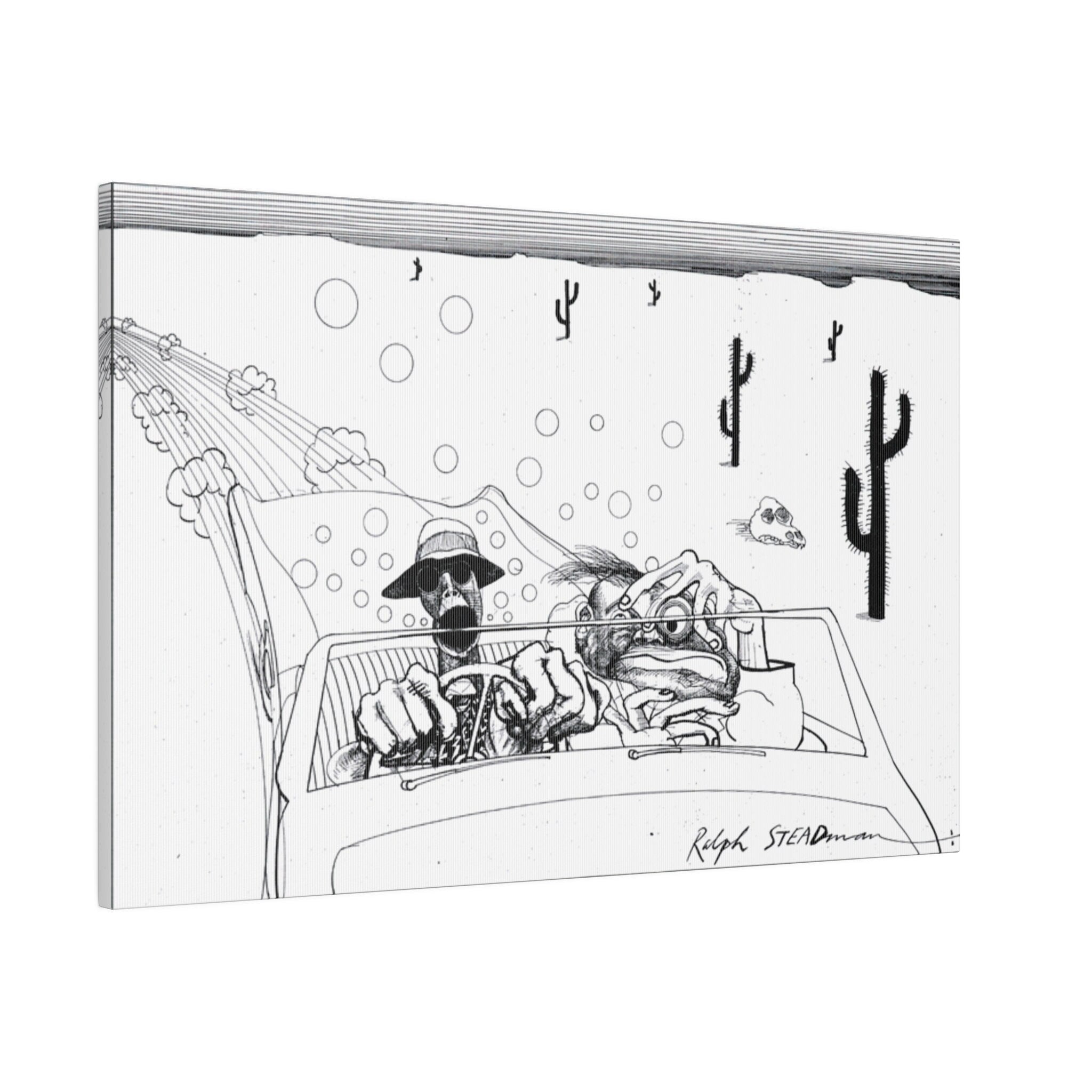 Fear and Loathing In Las Vegas Steadman B/W Drawing Custom Canvas Wall Print