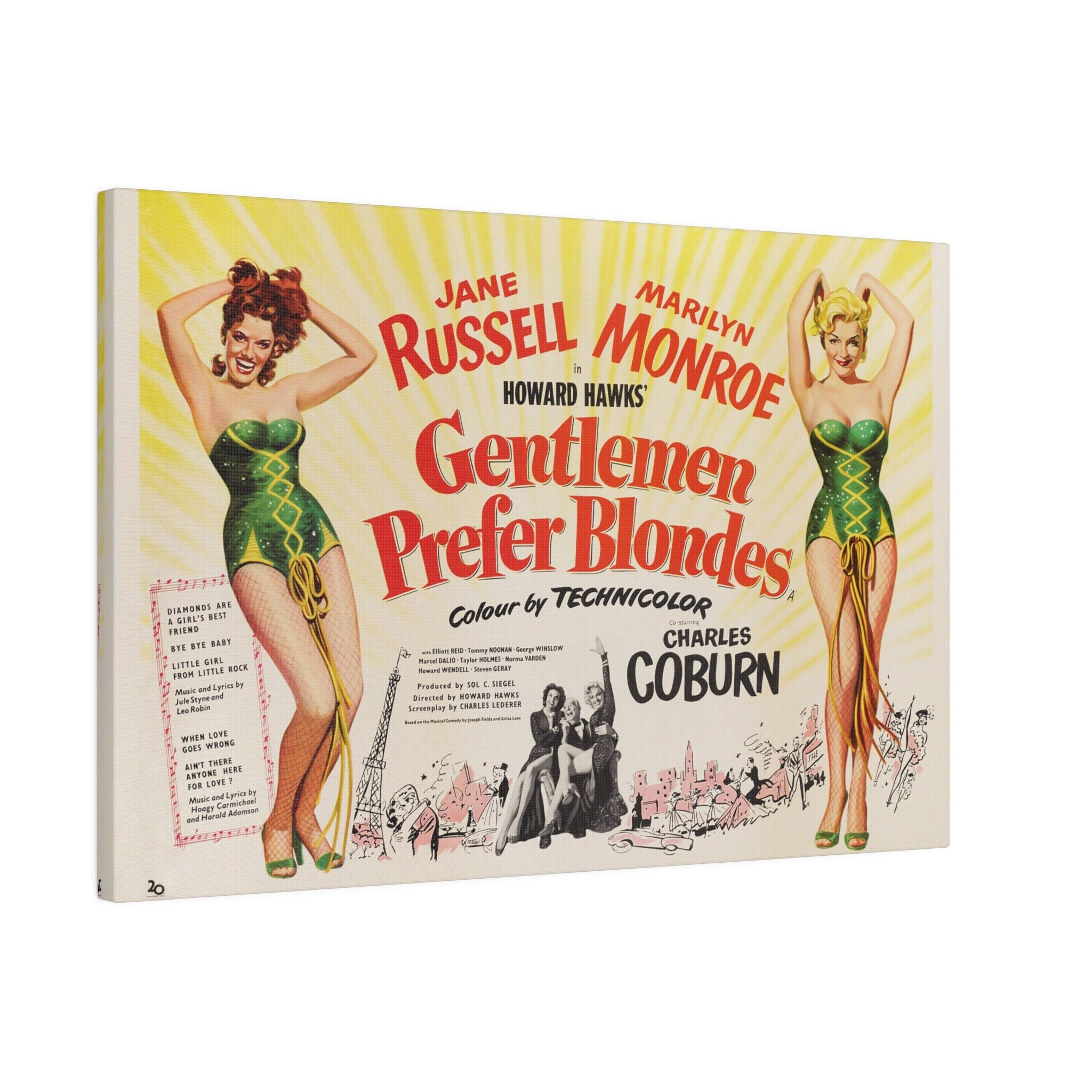 Marilyn Monroe Gentlemen Prefer Blondes Movie Poster Custom Canvas Wall Print