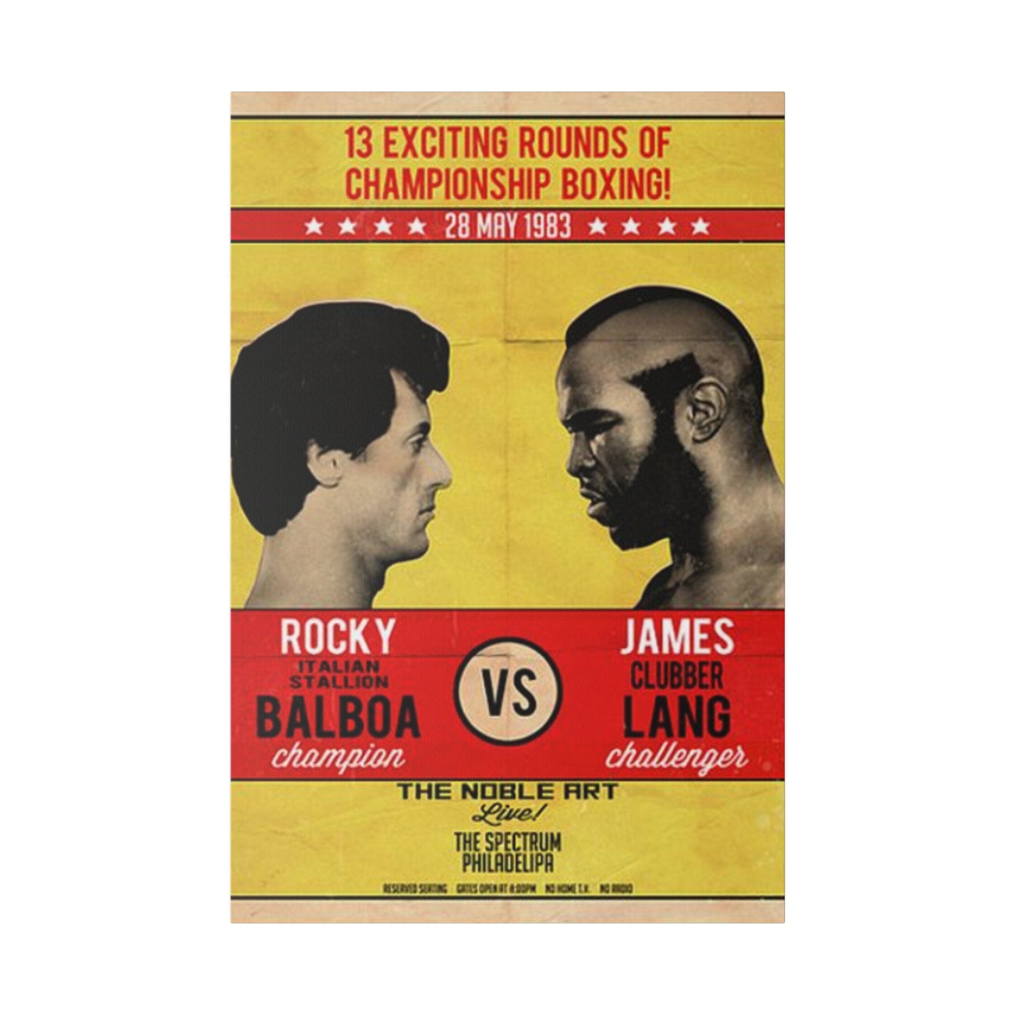 Rocky Vs. James Clubber Lang Fight Poster Custom Canvas Wall Print