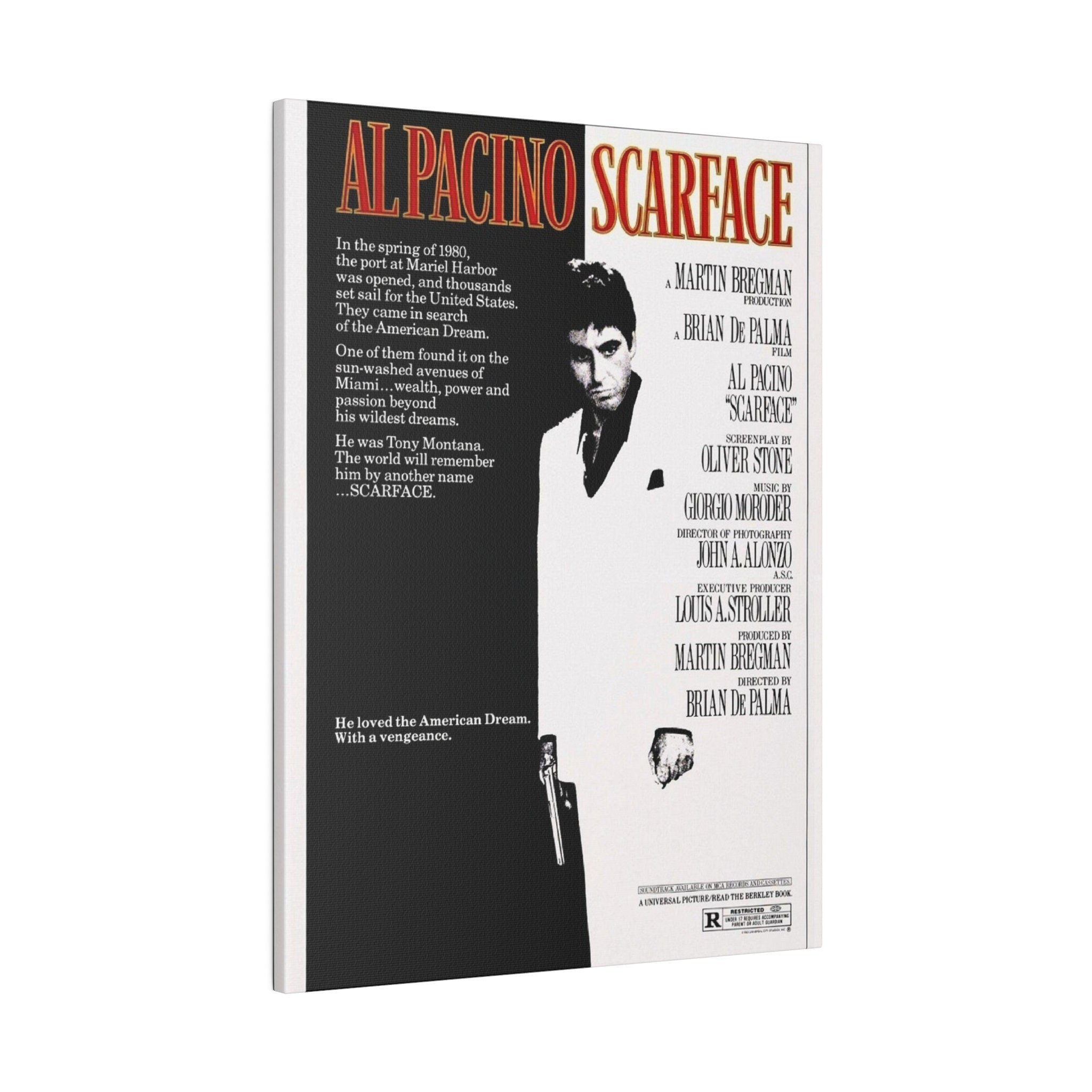 Scarface Movie Poster Custom Canvas Wall Print