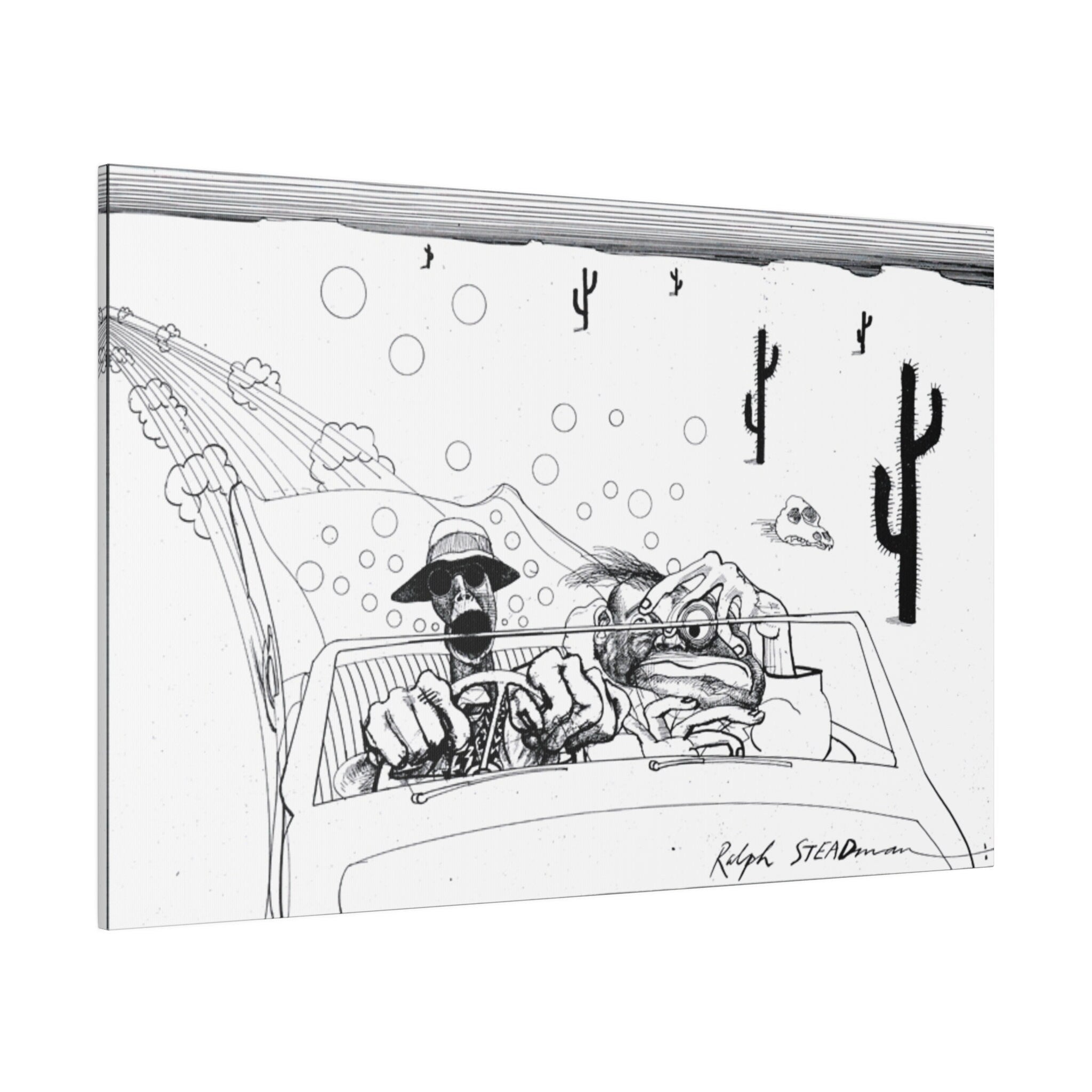 Fear and Loathing In Las Vegas Steadman B/W Drawing Custom Canvas Wall Print