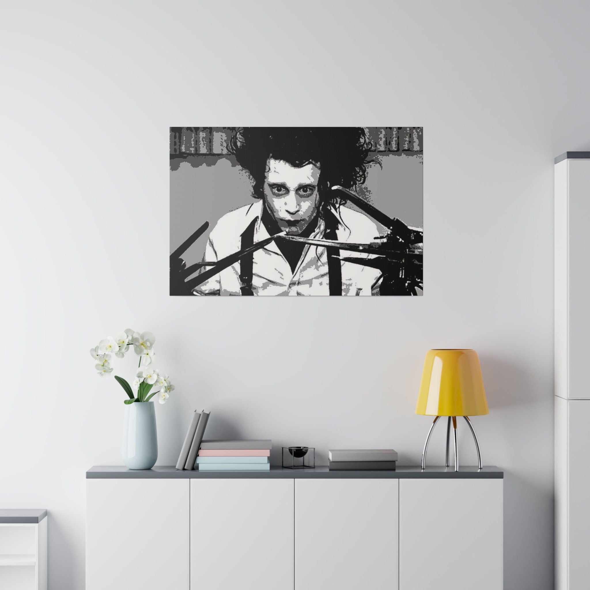 Edward Scissorhands B/W Abstract Custom Canvas Wall Print