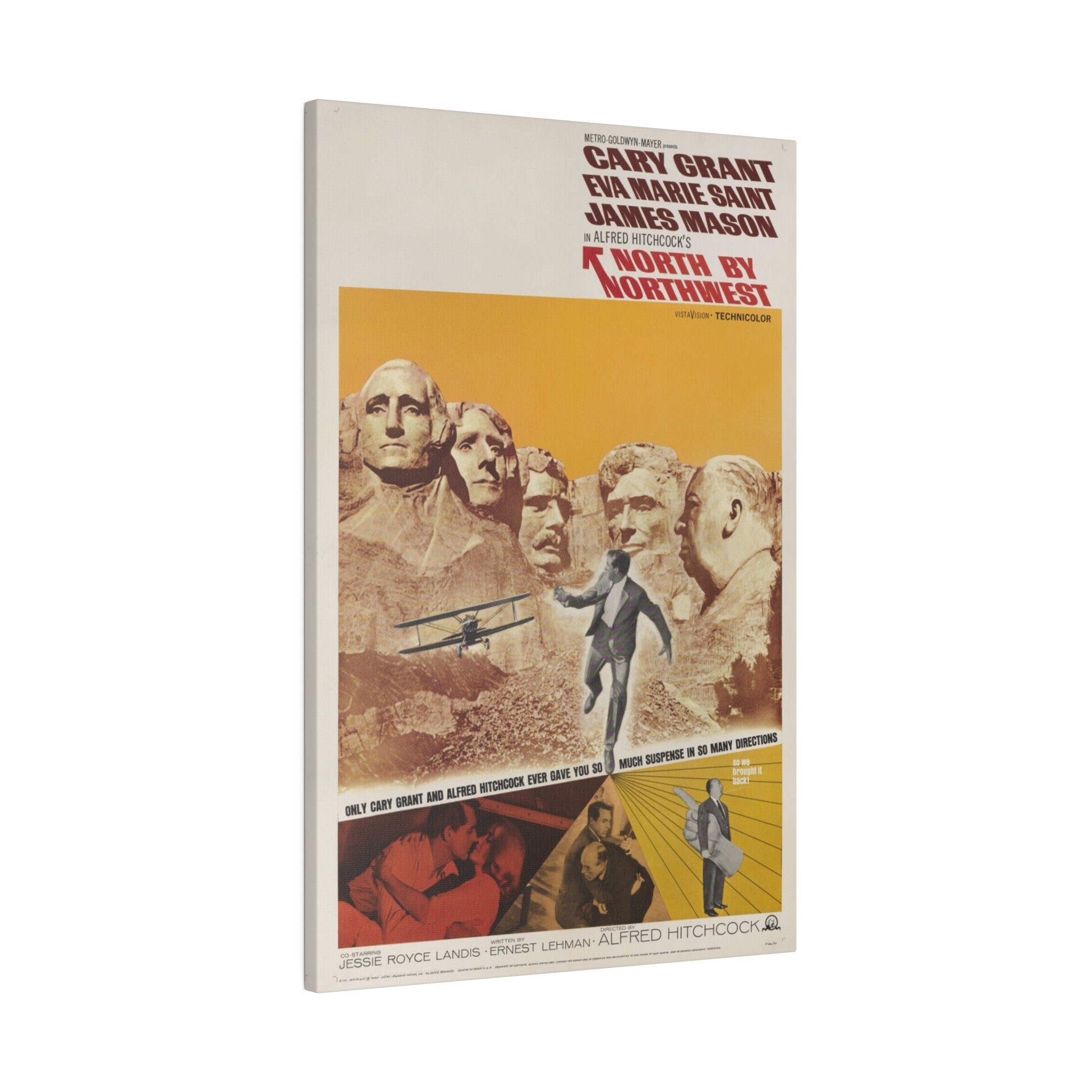 Alfred Hitchcock's North By Northwest Vintage Movie Poster Custom Canvas Wall Print